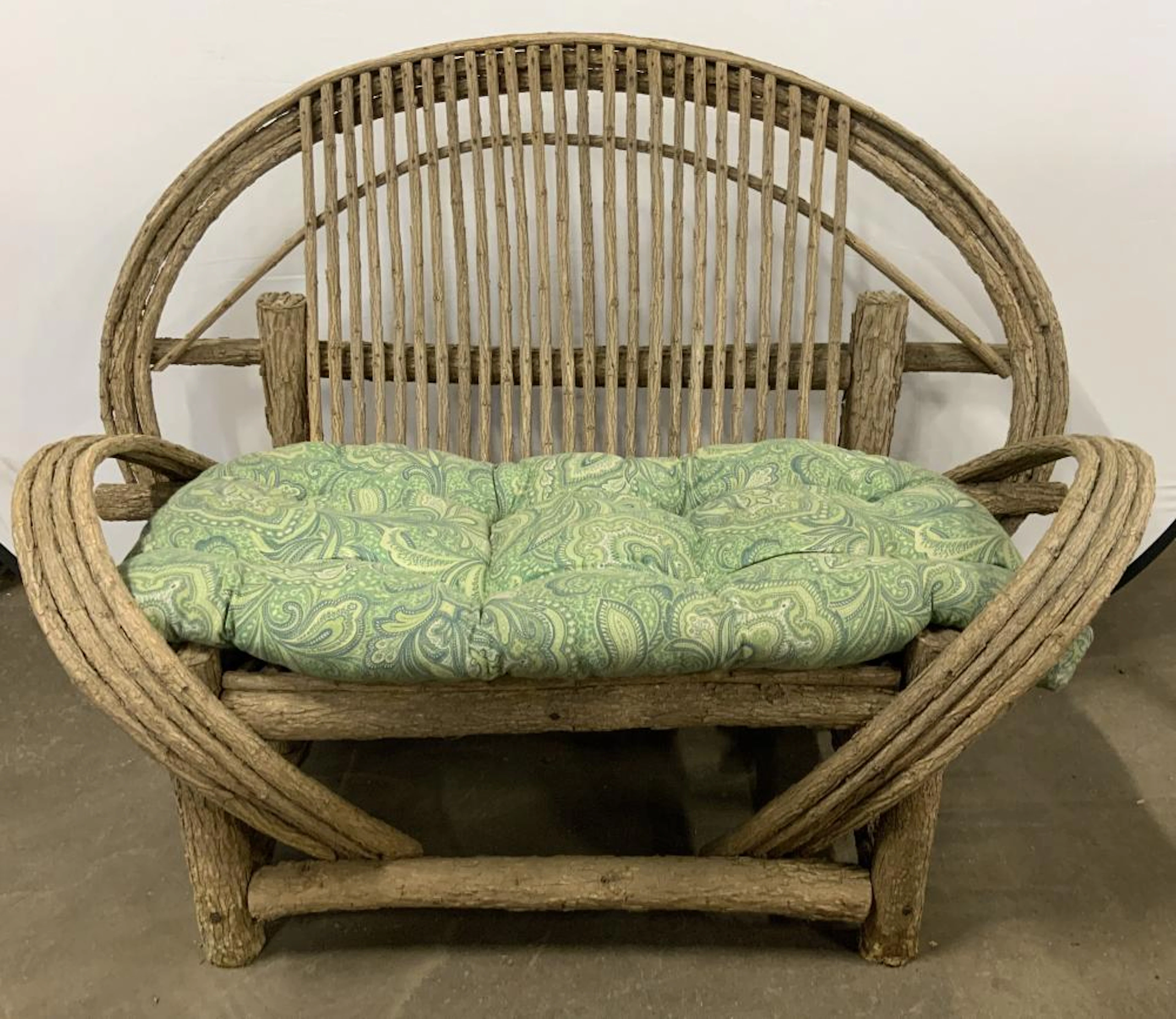 Vintage Adirondack Style Loveseat W Armrests