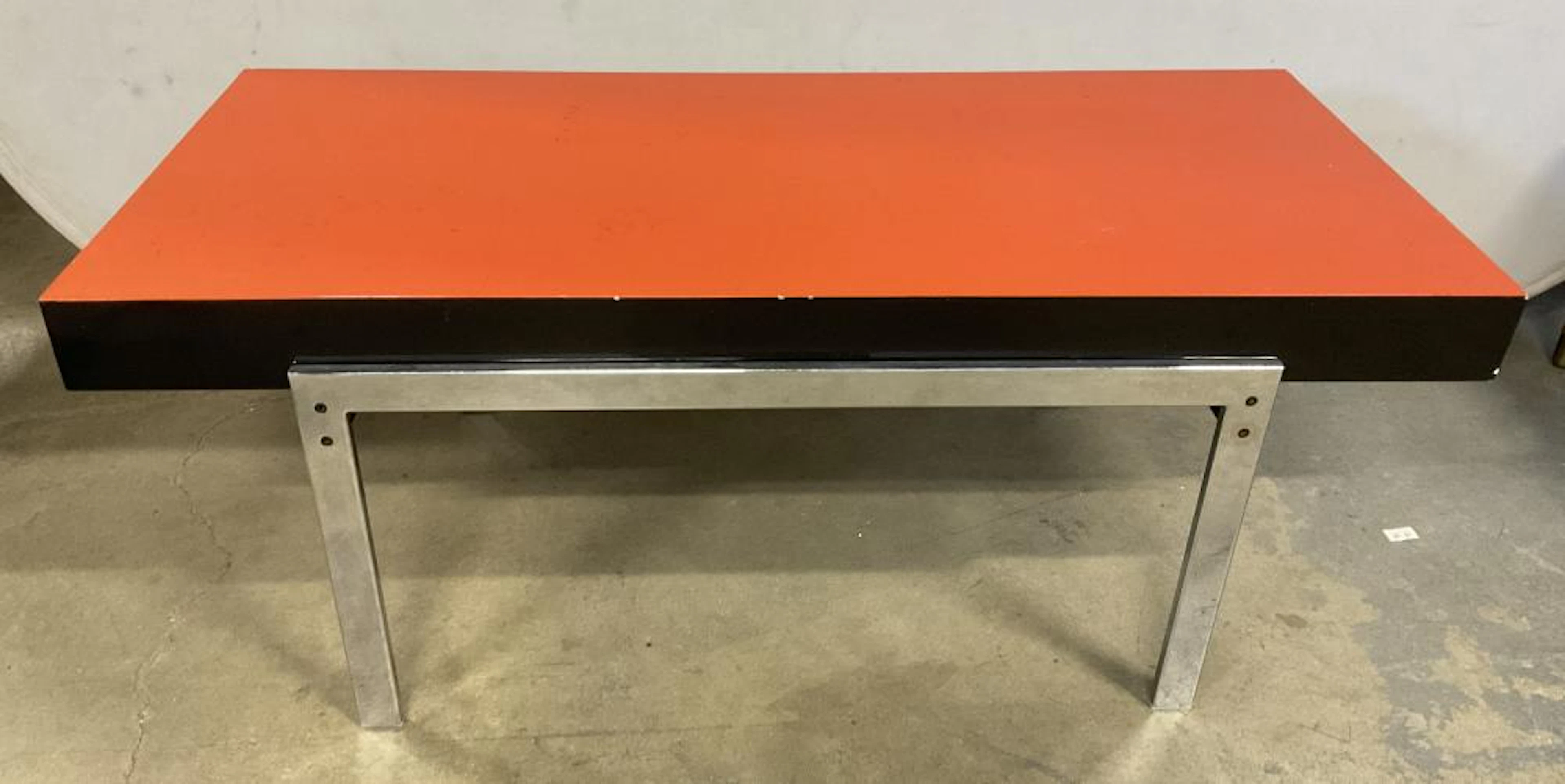 MCM Red Top Coffee Table W Chrome Legs