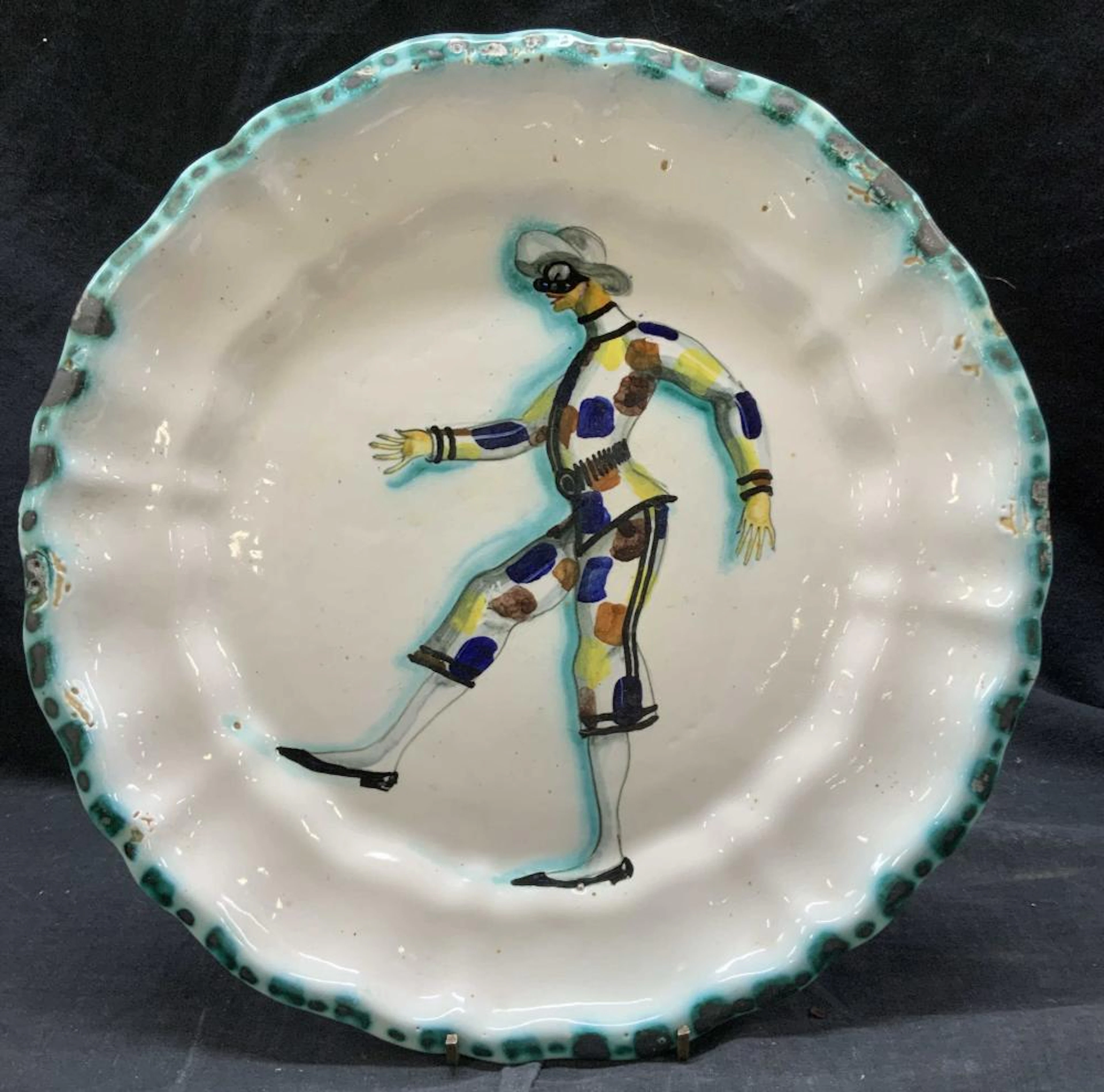 Signed Bottega del Vasaio Italian Harlequin Plate