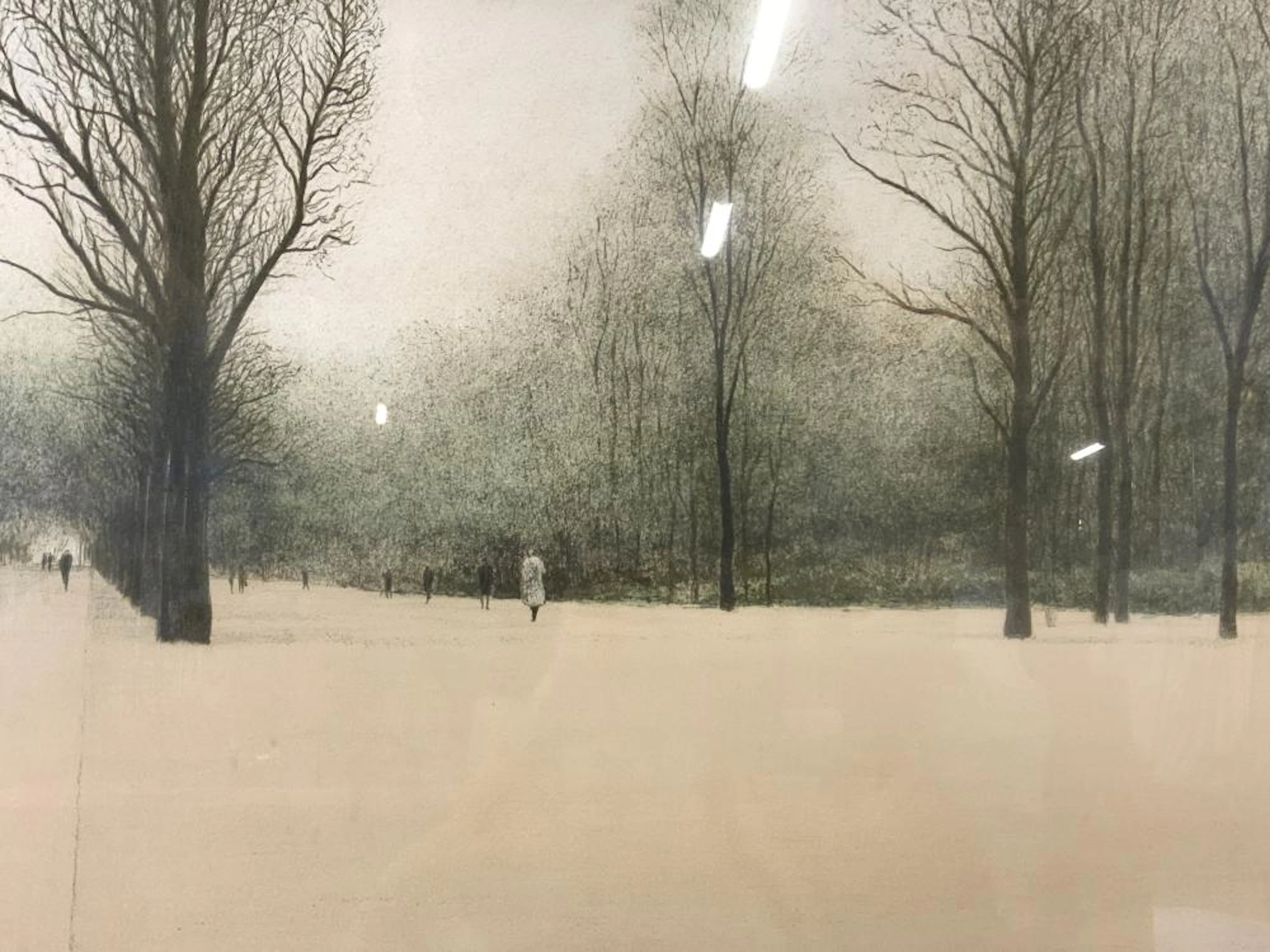 Minimalist Park Landscape Lithograph