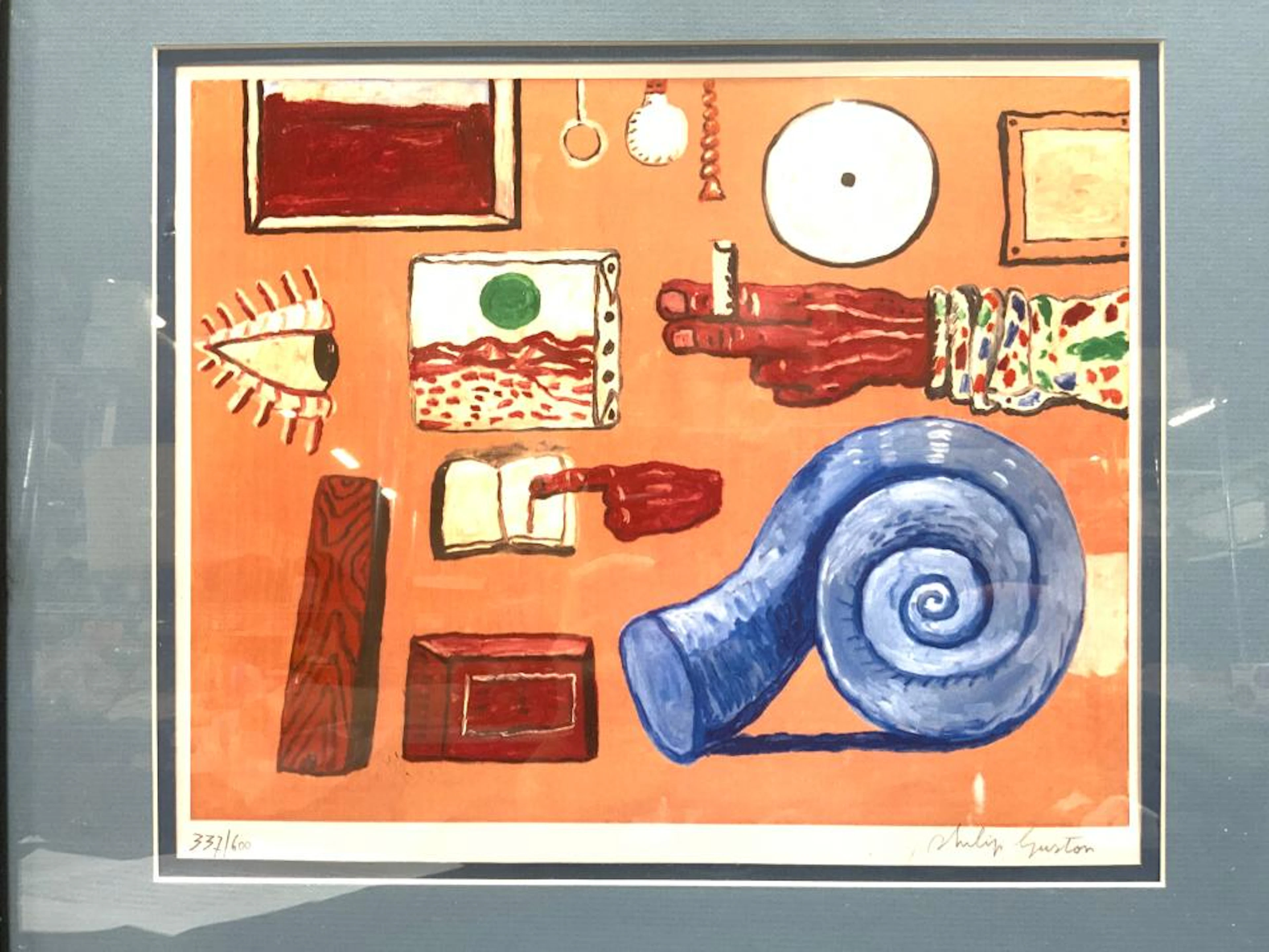 ATTR PHILIP GUSTON Story Signed Lithograph
