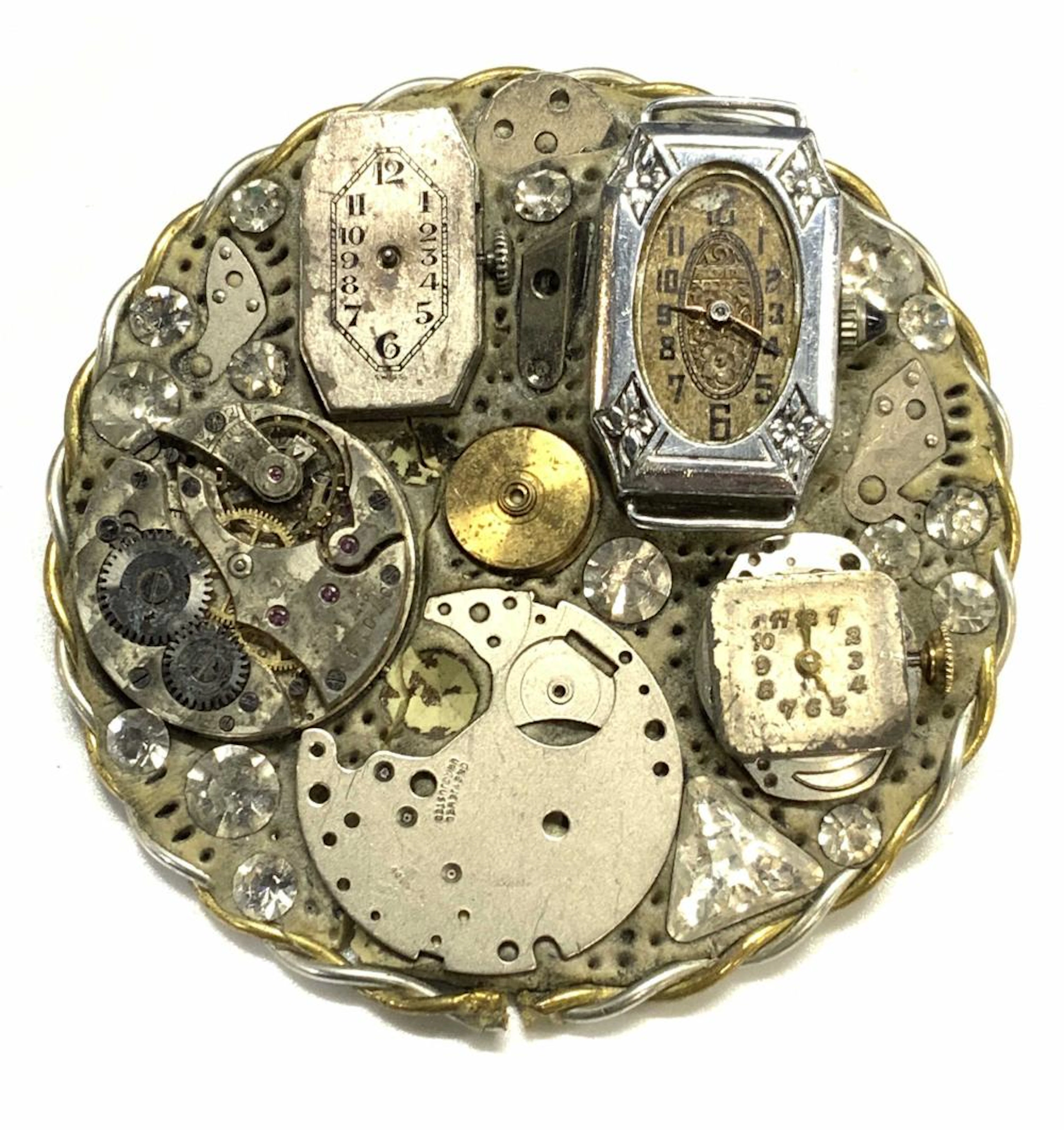 Vintage Designer Timepiece Brooch, Jewelry