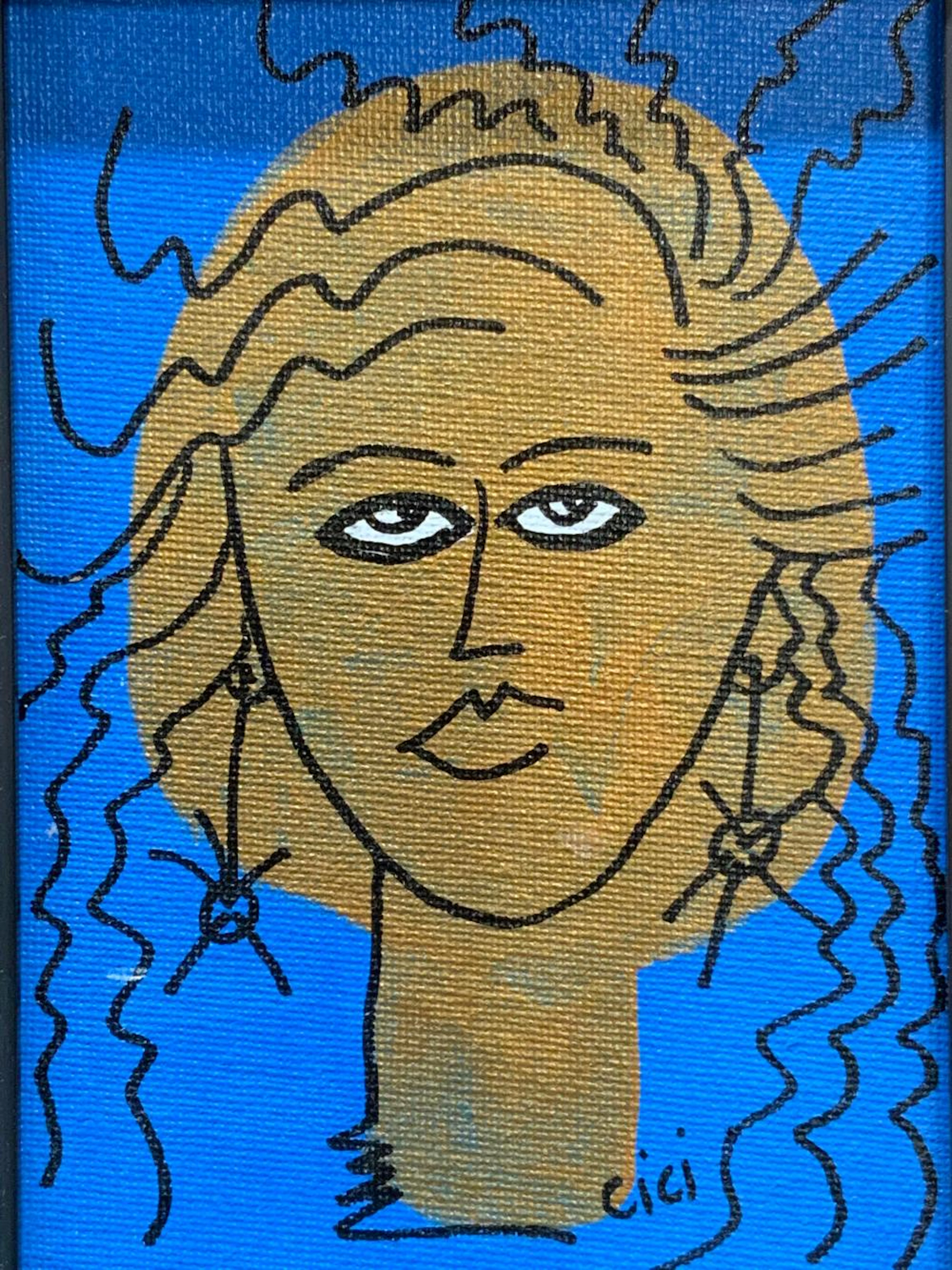 CICI Woman on Gold Over Blue