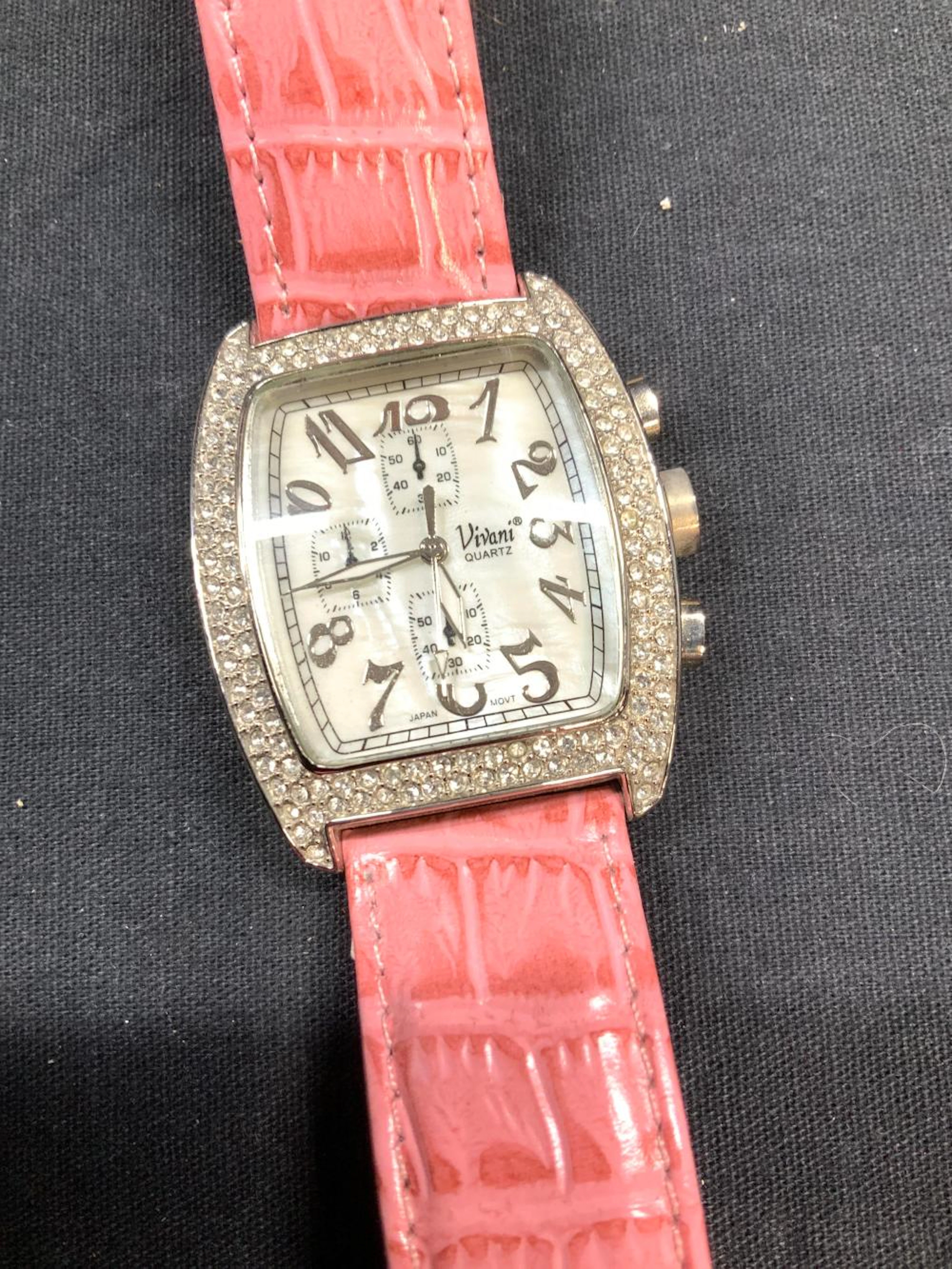 VIVANI MOP Quartz Watch w Pink Leather Band