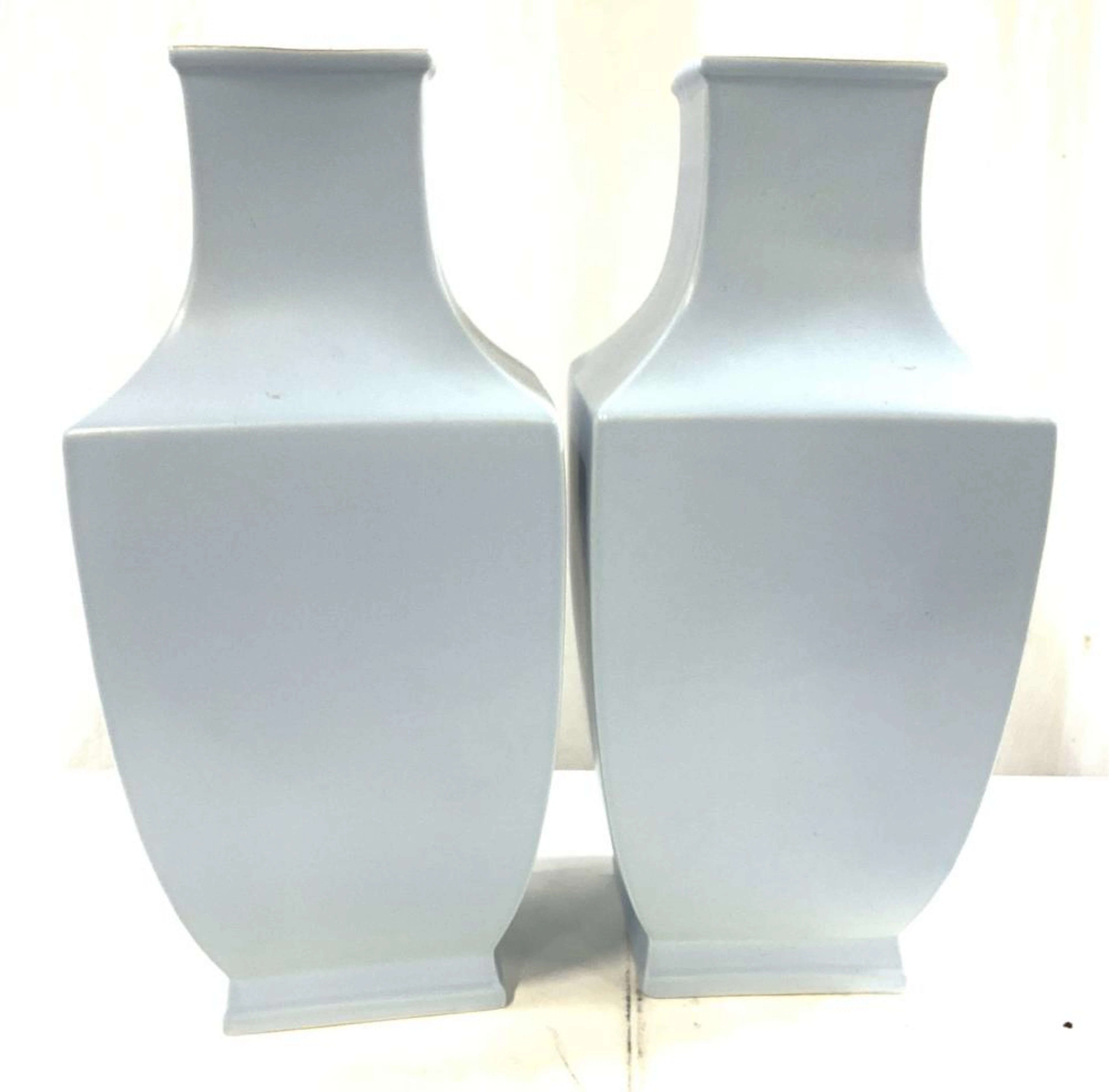 Pair Signed Minimalist Asian Porcelain Vases