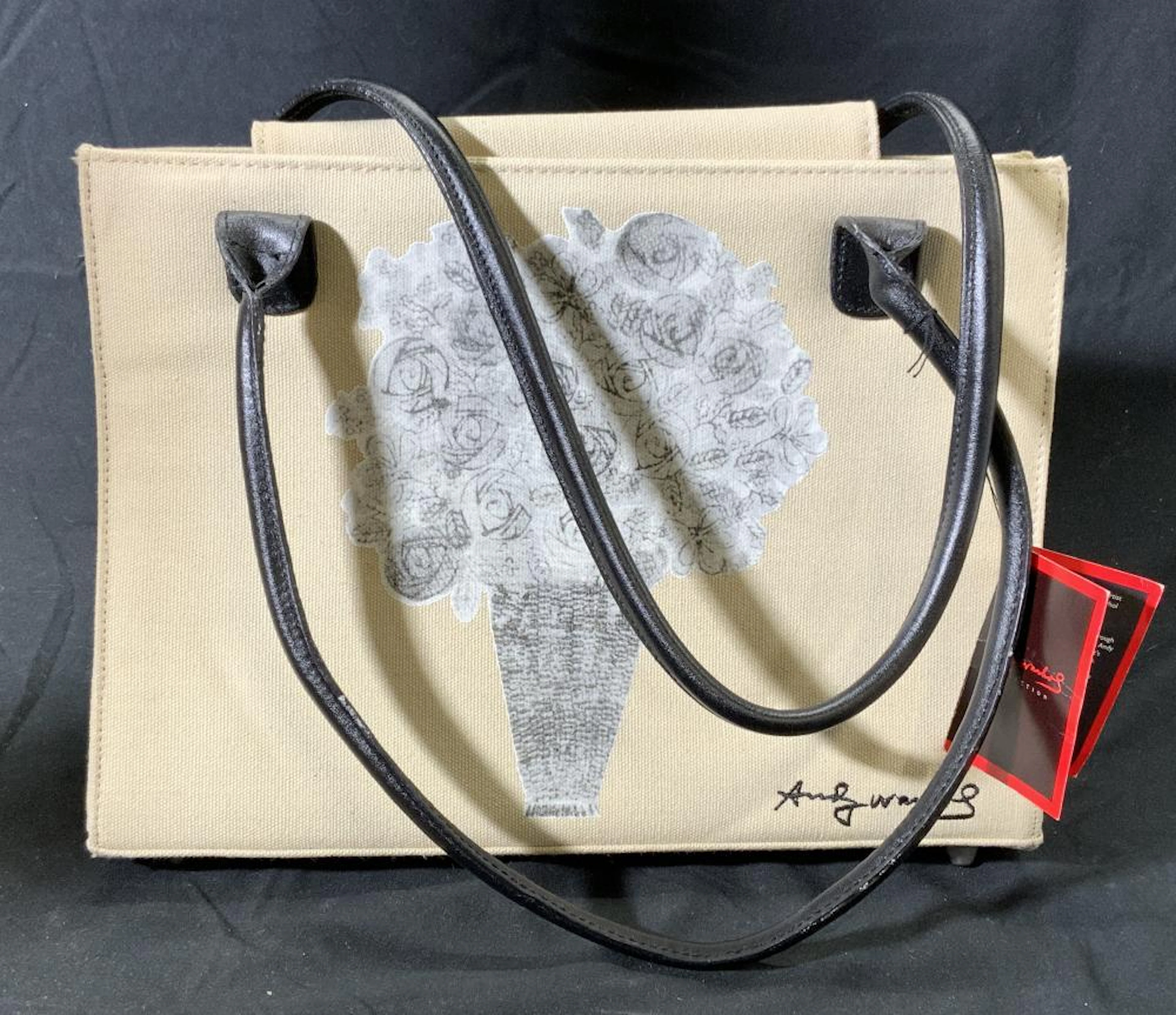 ANDY WARHOL Beige Handbag w Bouquet NWT