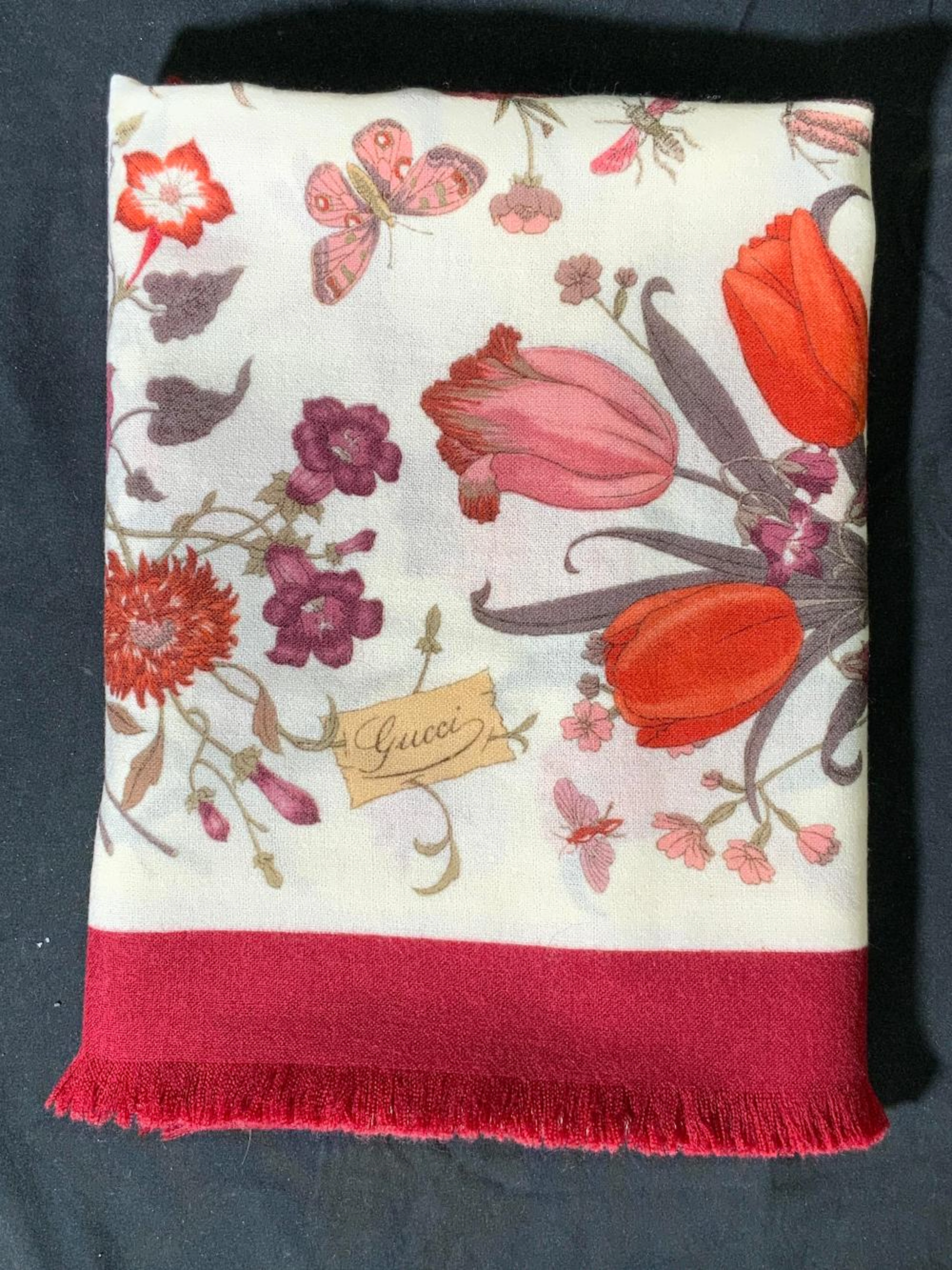 Vintage GUCCI Flora Wool Wrap Scarf