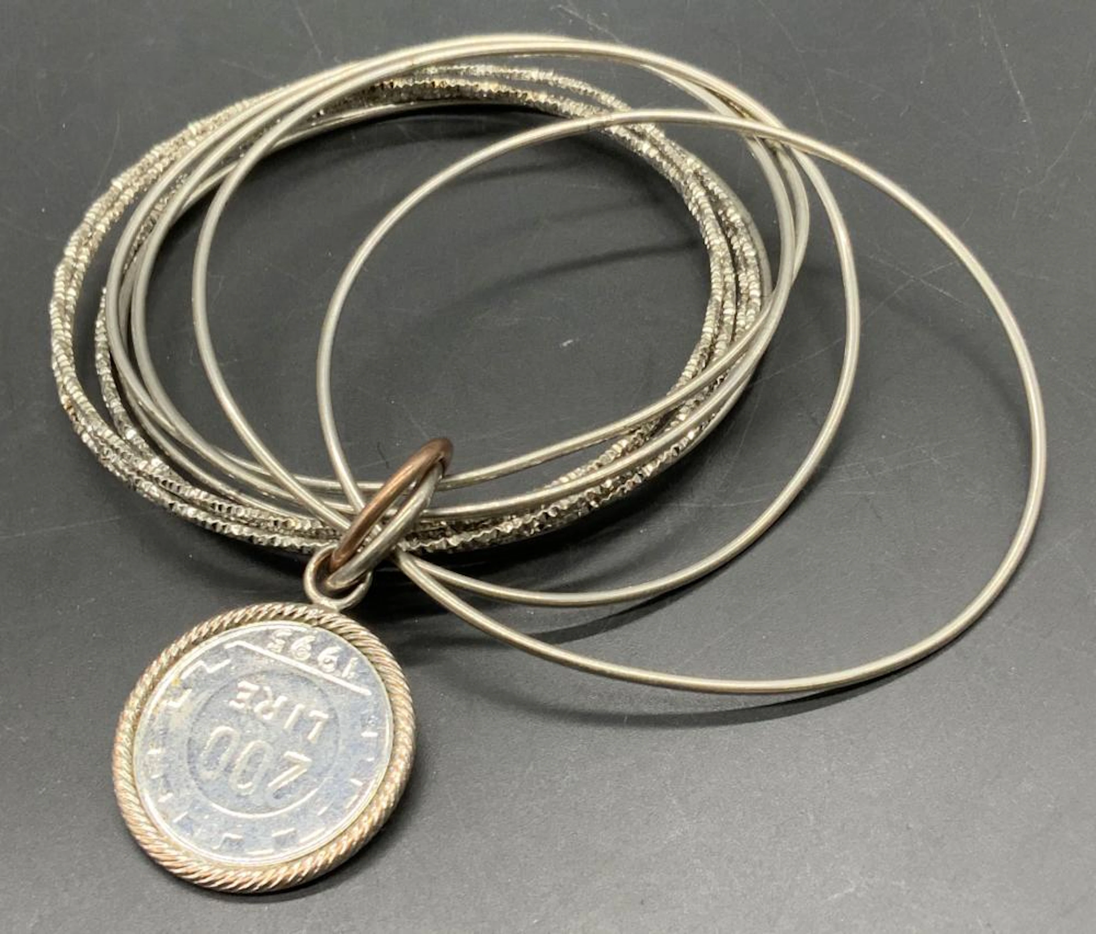 Vintage Multi Bangle Italian Lire Charm Bracelet