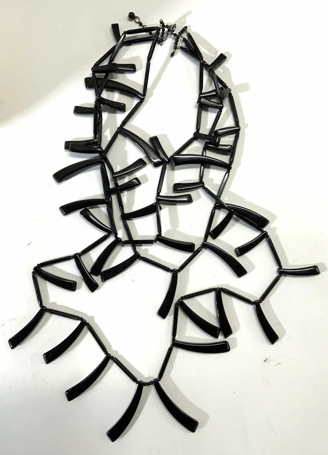 Vintage Black Chunky Statement Costume Necklace
