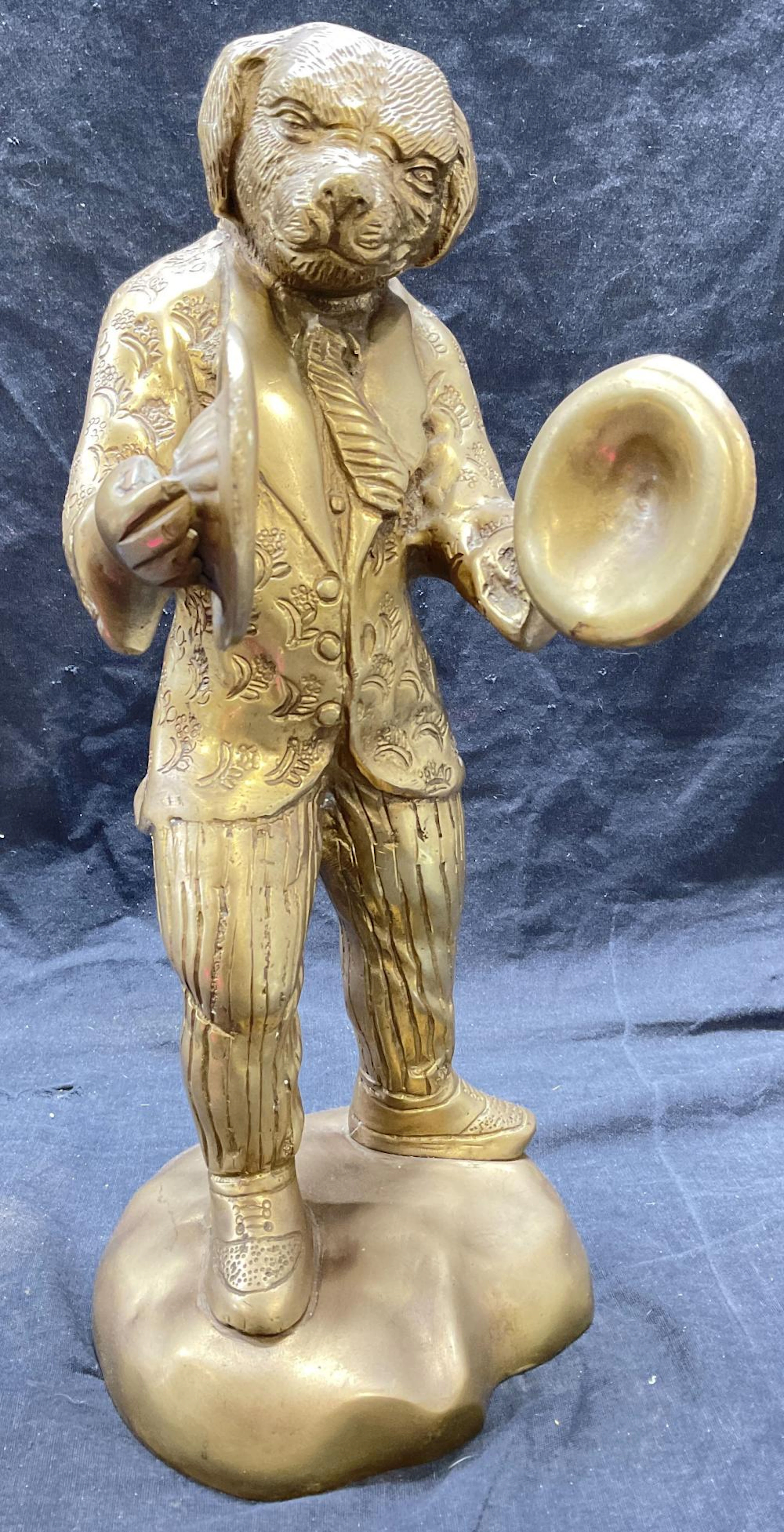 Bronze Sculpture, Dog Playing Cymbals