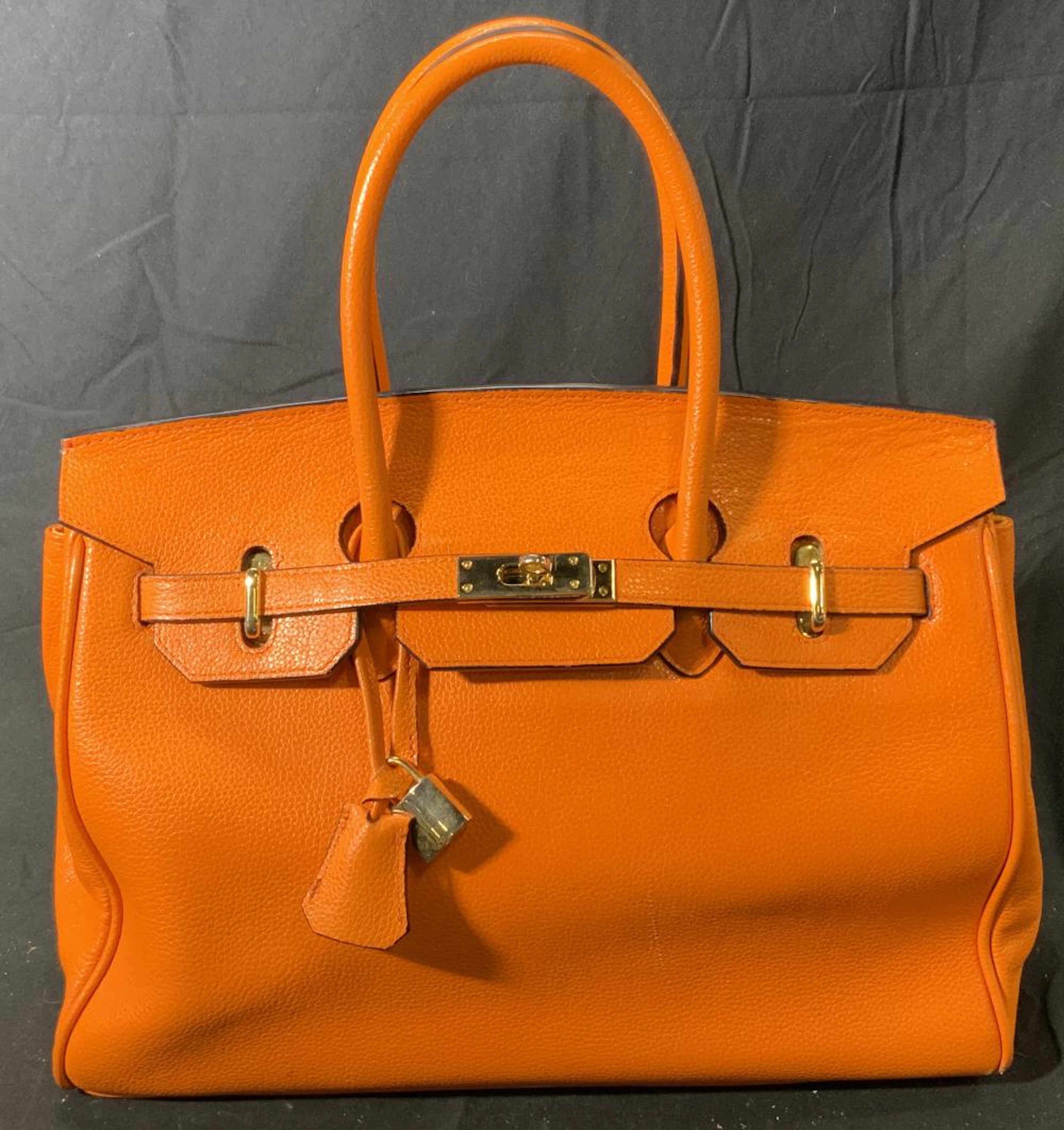 HERMES Birkin Style Orange Leather Handbag