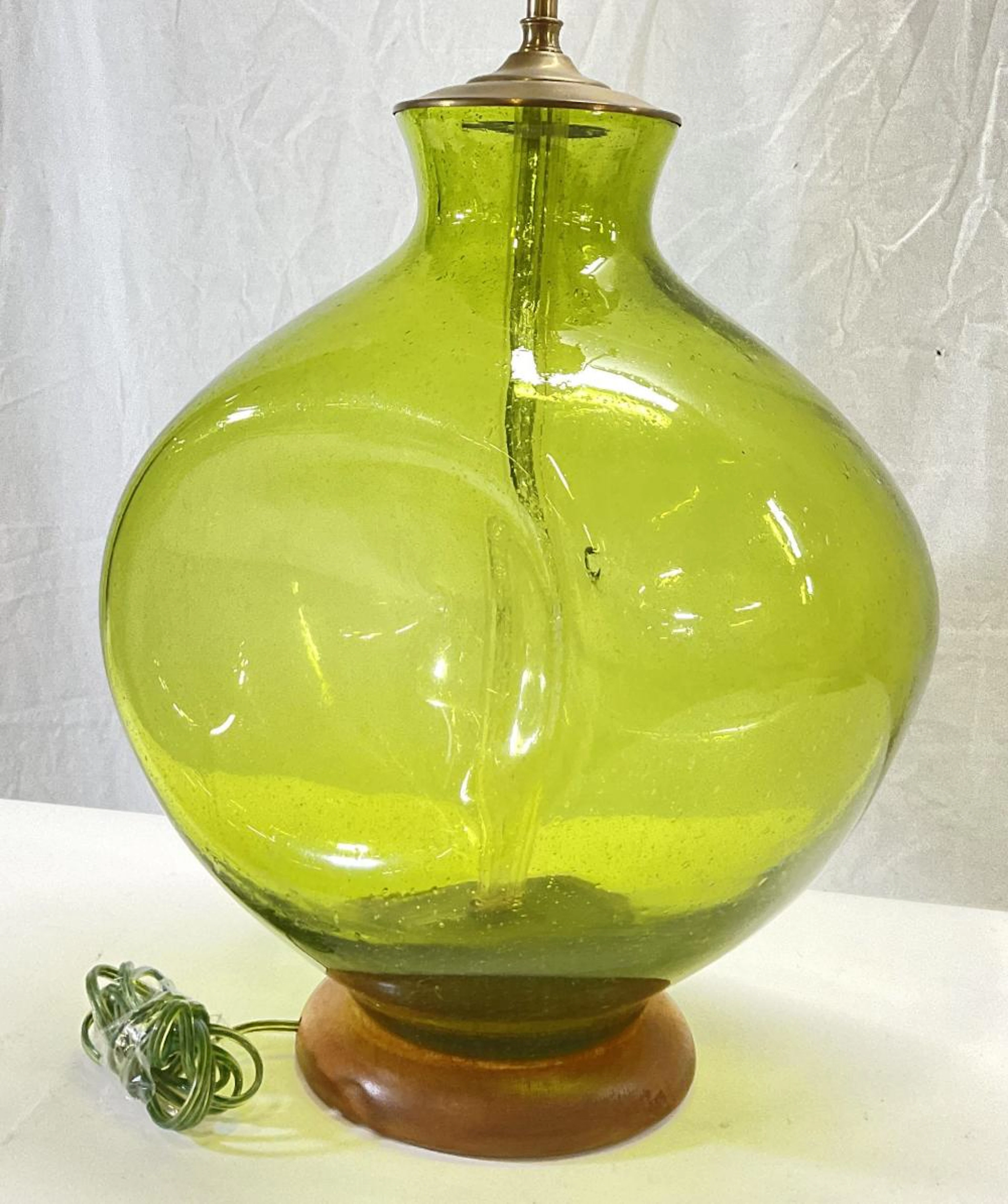 Hand Blown, Blenko Style, Glass Table Lamp
