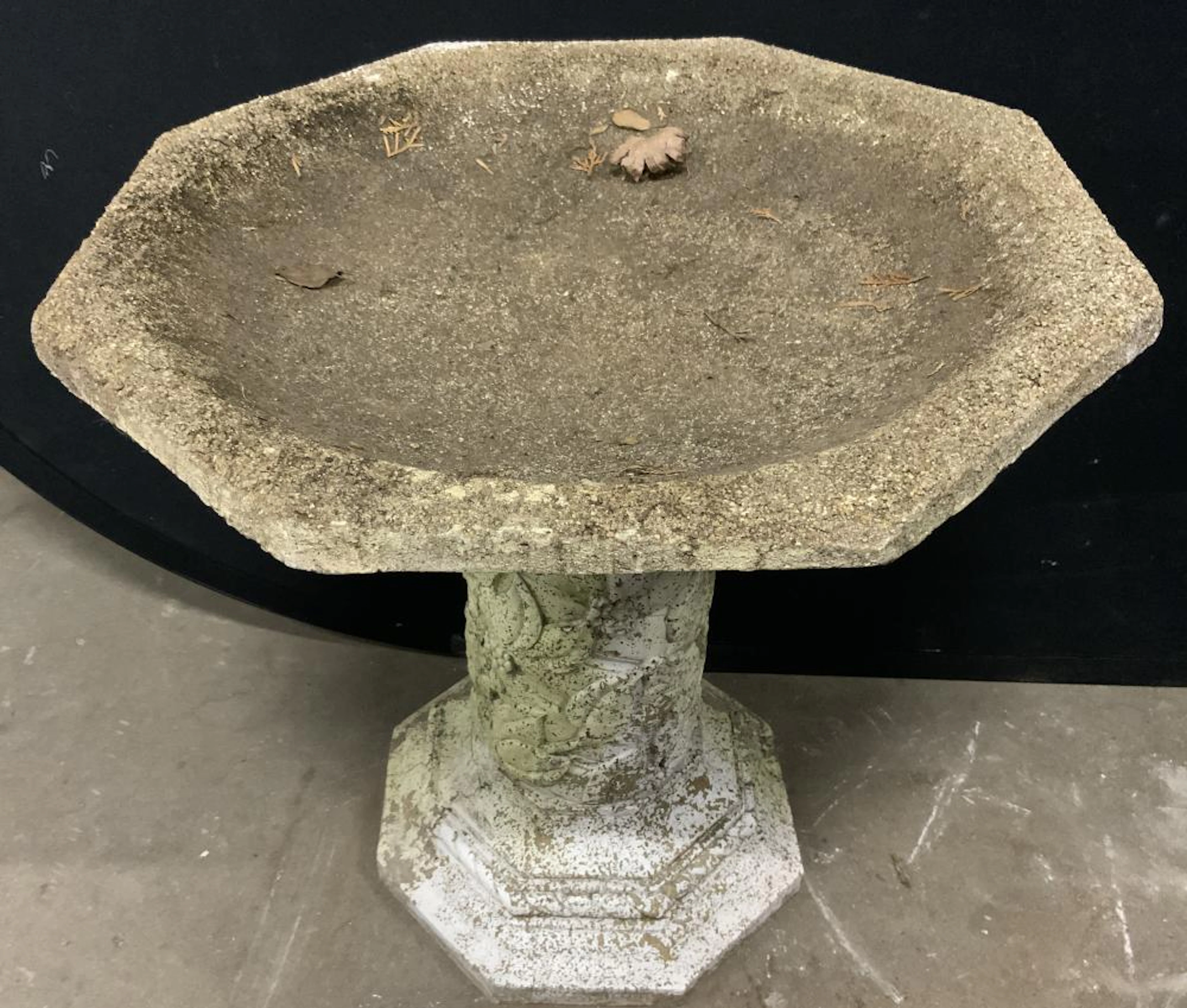 Vintage Resinous Pedestaled Octagonal Birdbath