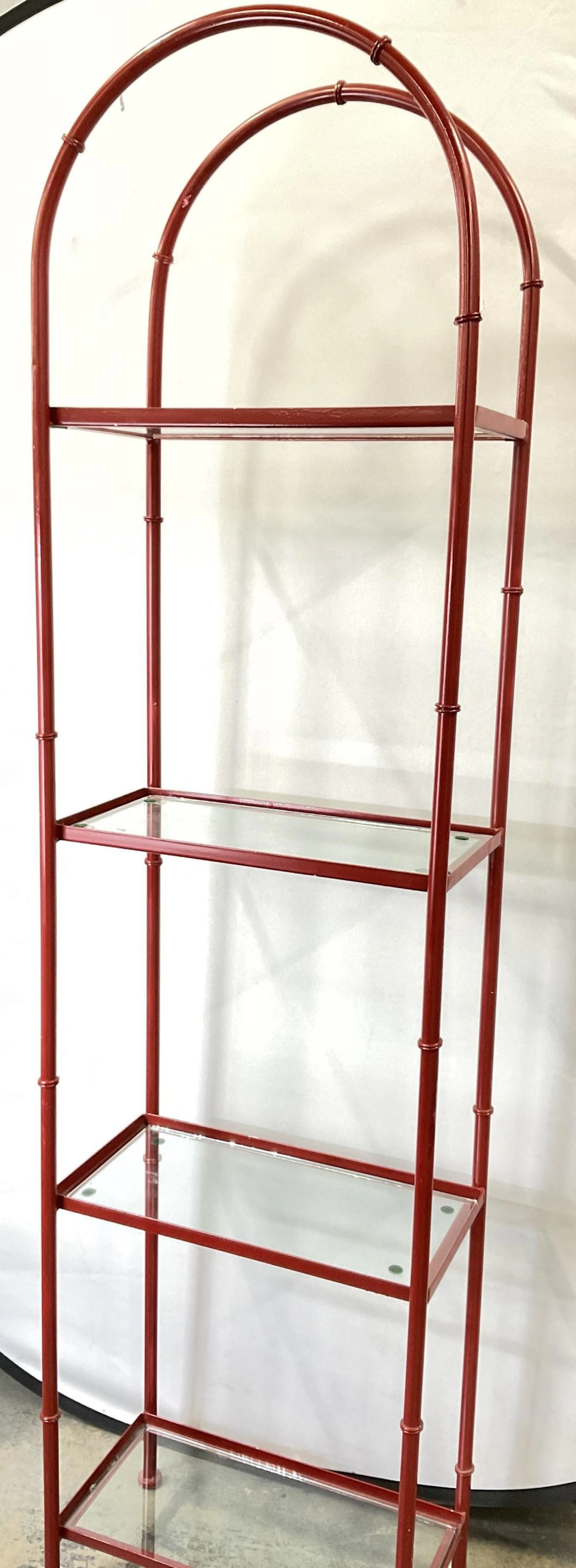 Red Industrial Style Shelf W Glass Inserts