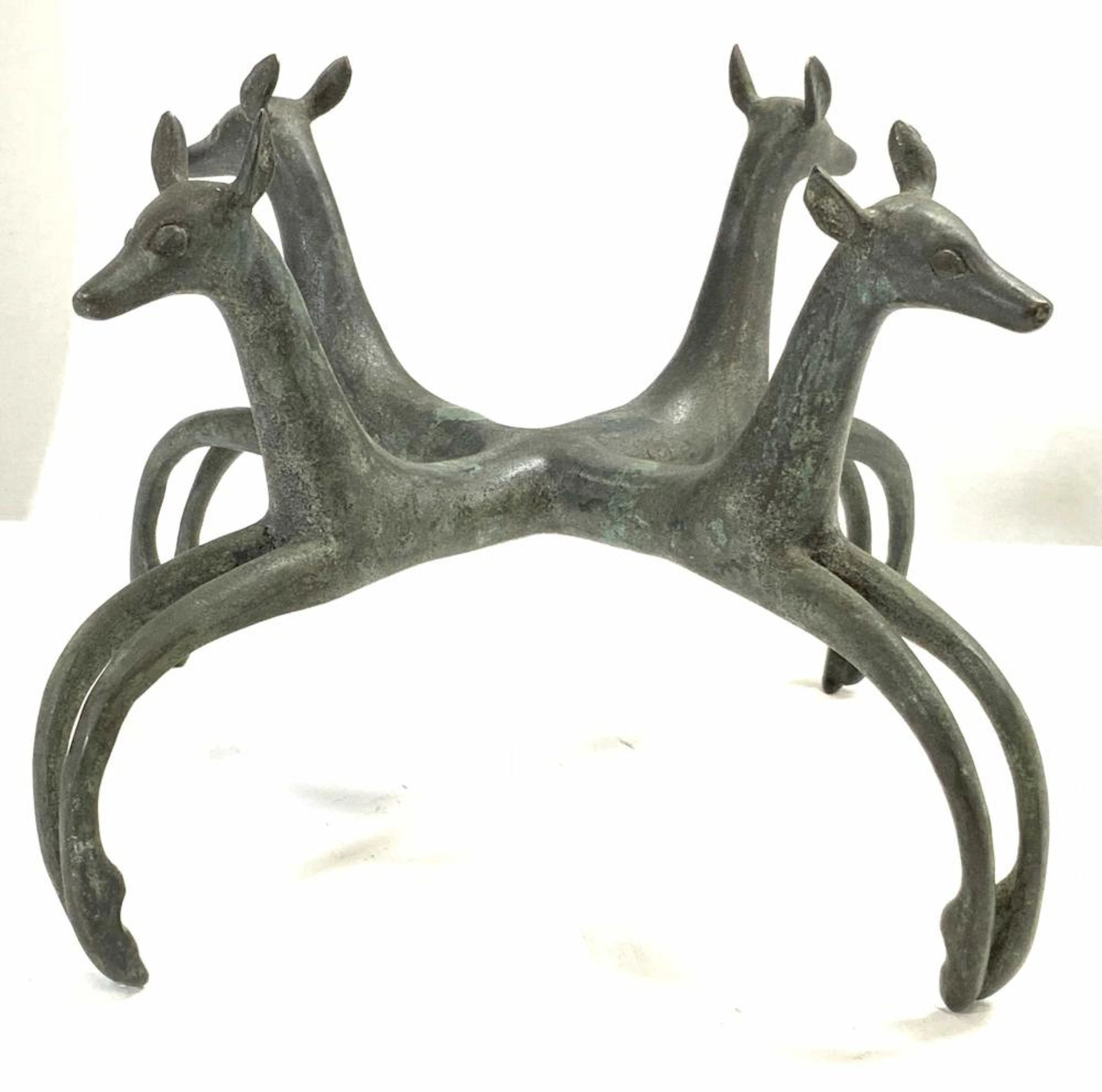 Mid Century Modern Cast Bronze Deer Form Stand