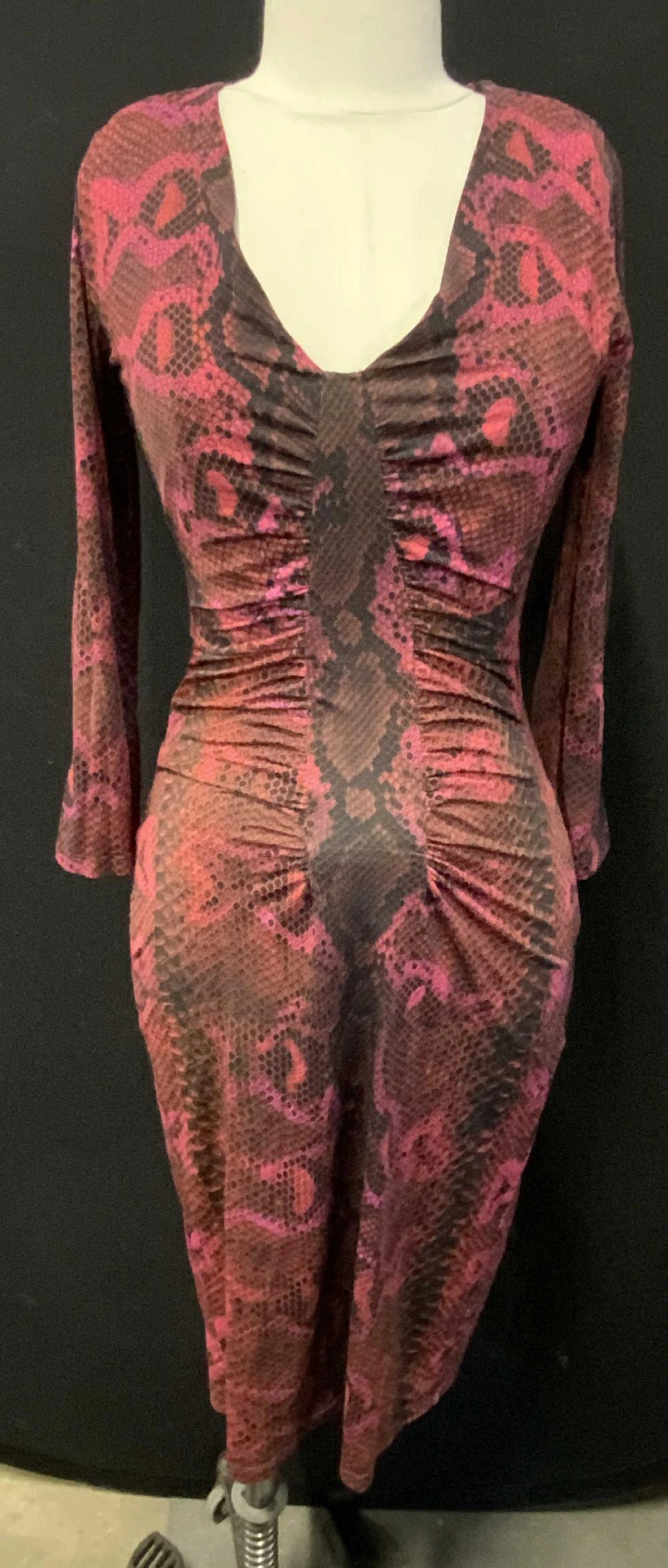 ROBERTO CAVALLI Red Python Print Dress