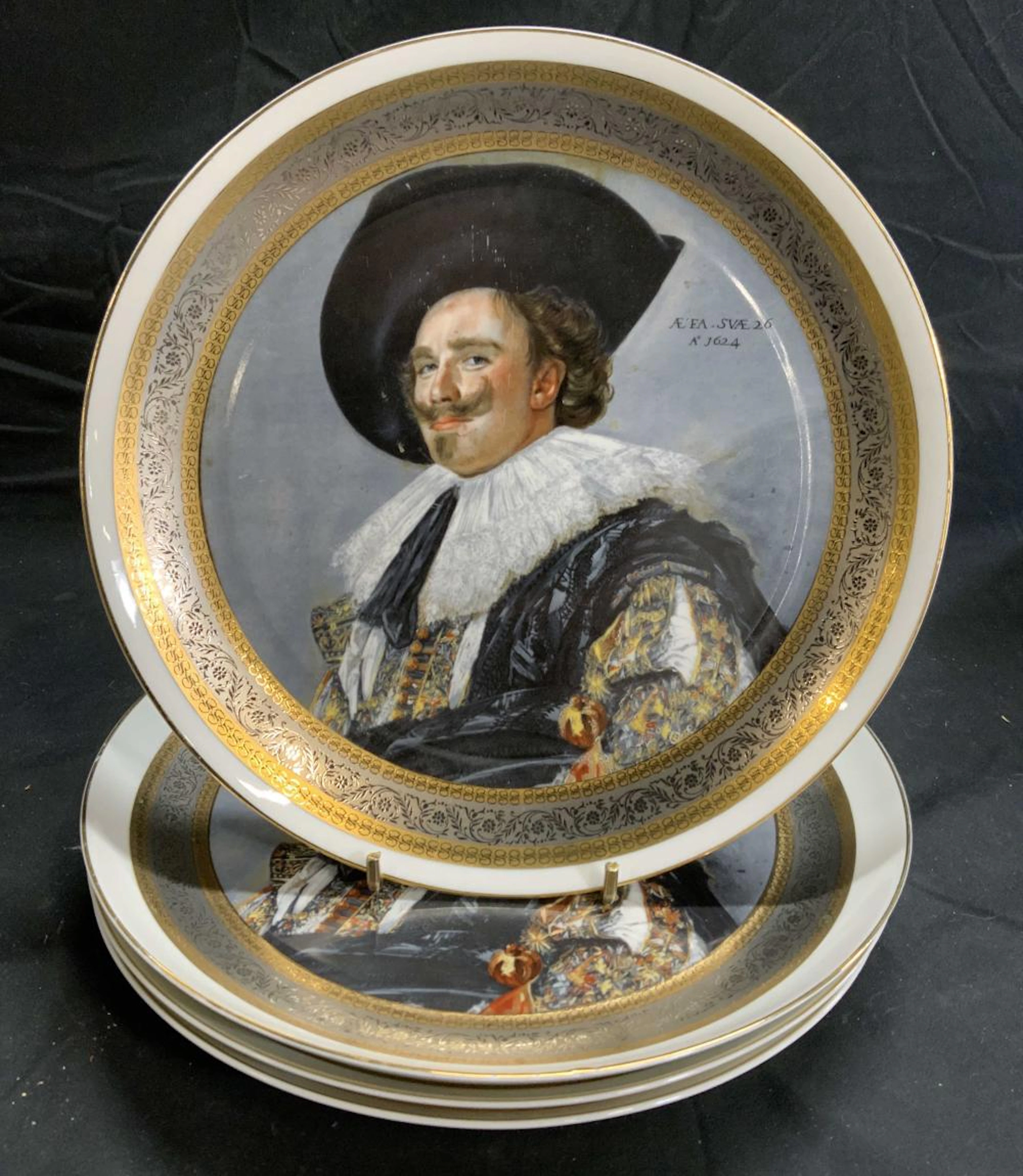 Set 4 EME Porcelain Laughing Cavalier Plates Spai