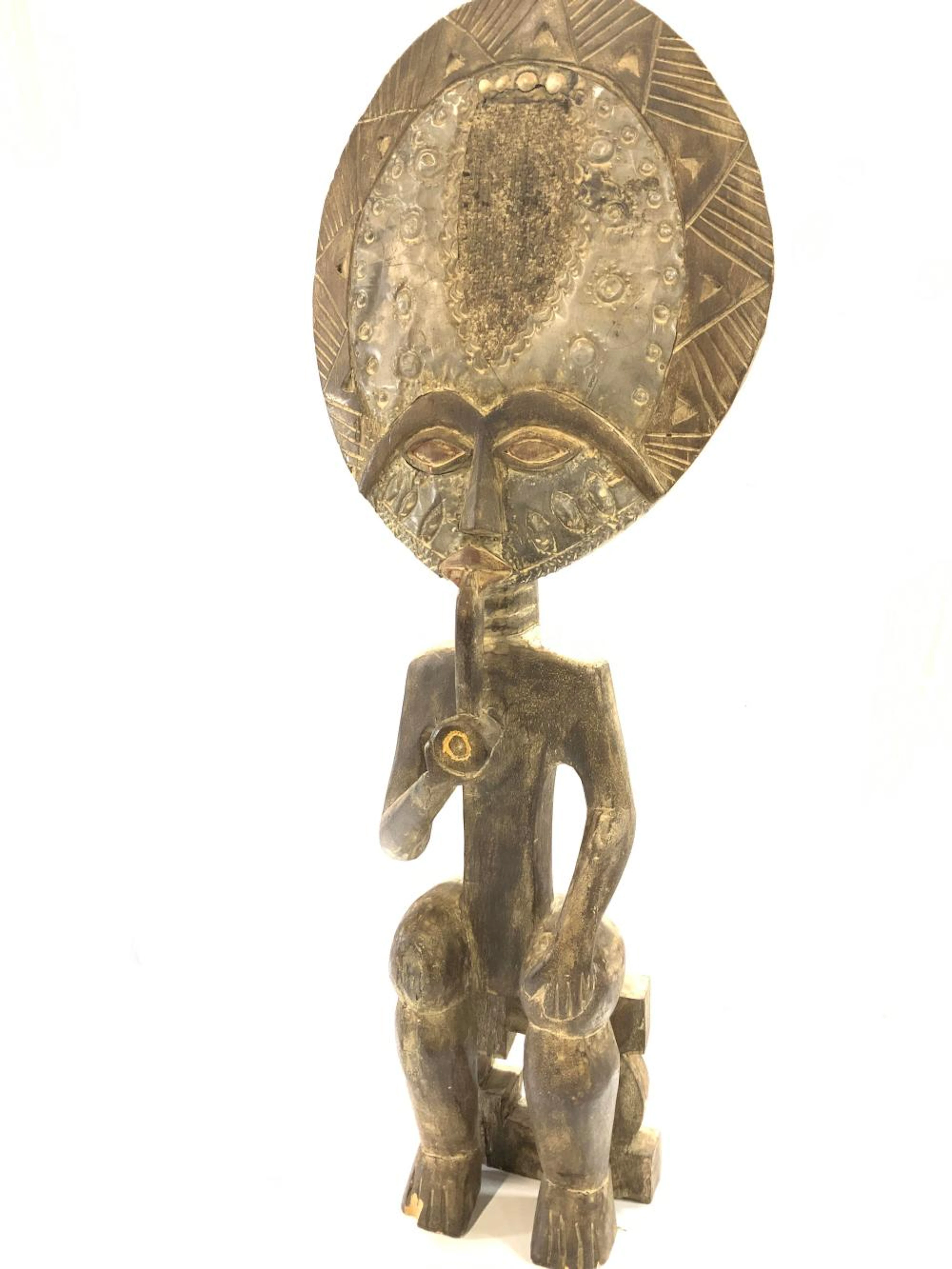 African Carved Wood Ashanti Sculpture 38 in H