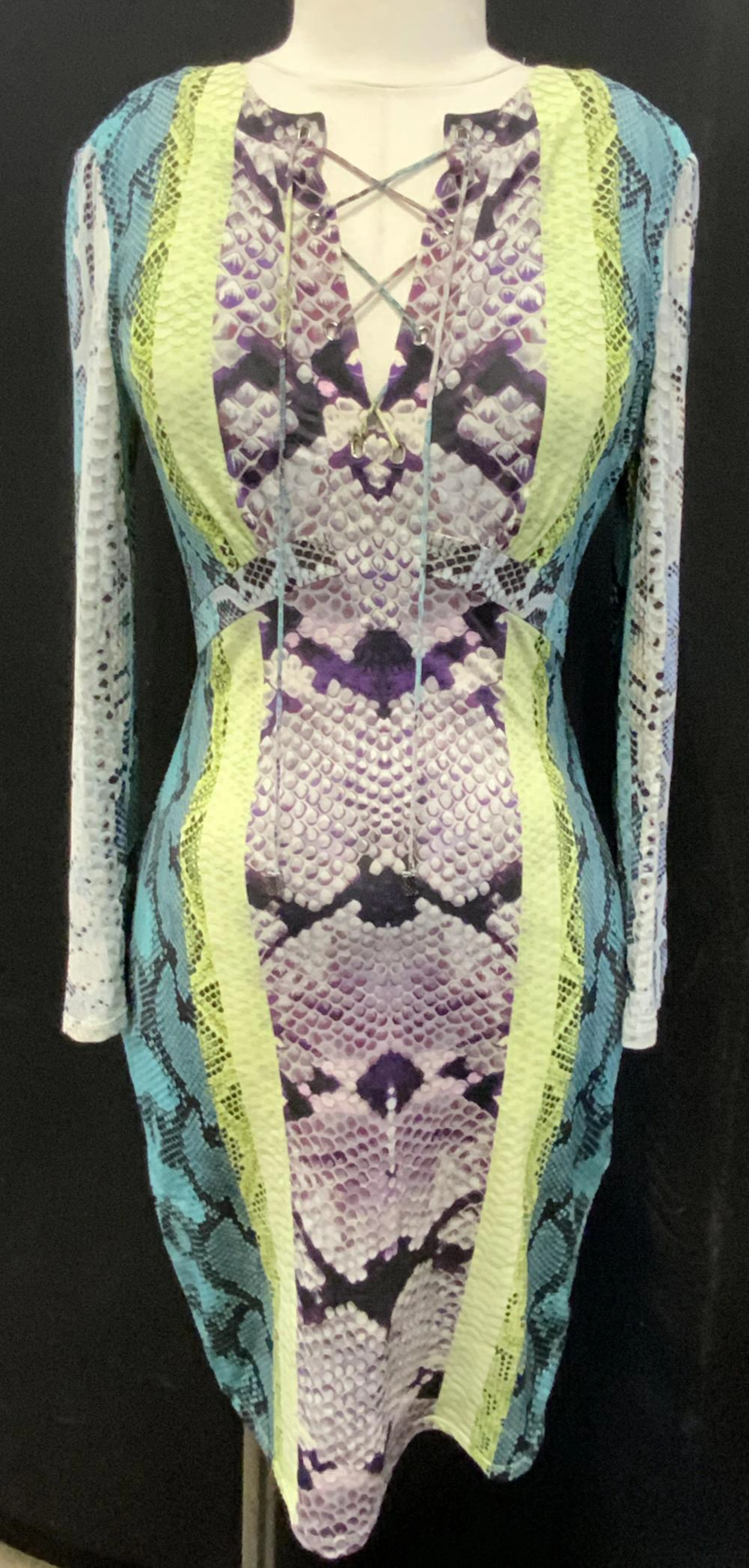 ROBERTO CAVALLI Multi Snakeskin Print Dress