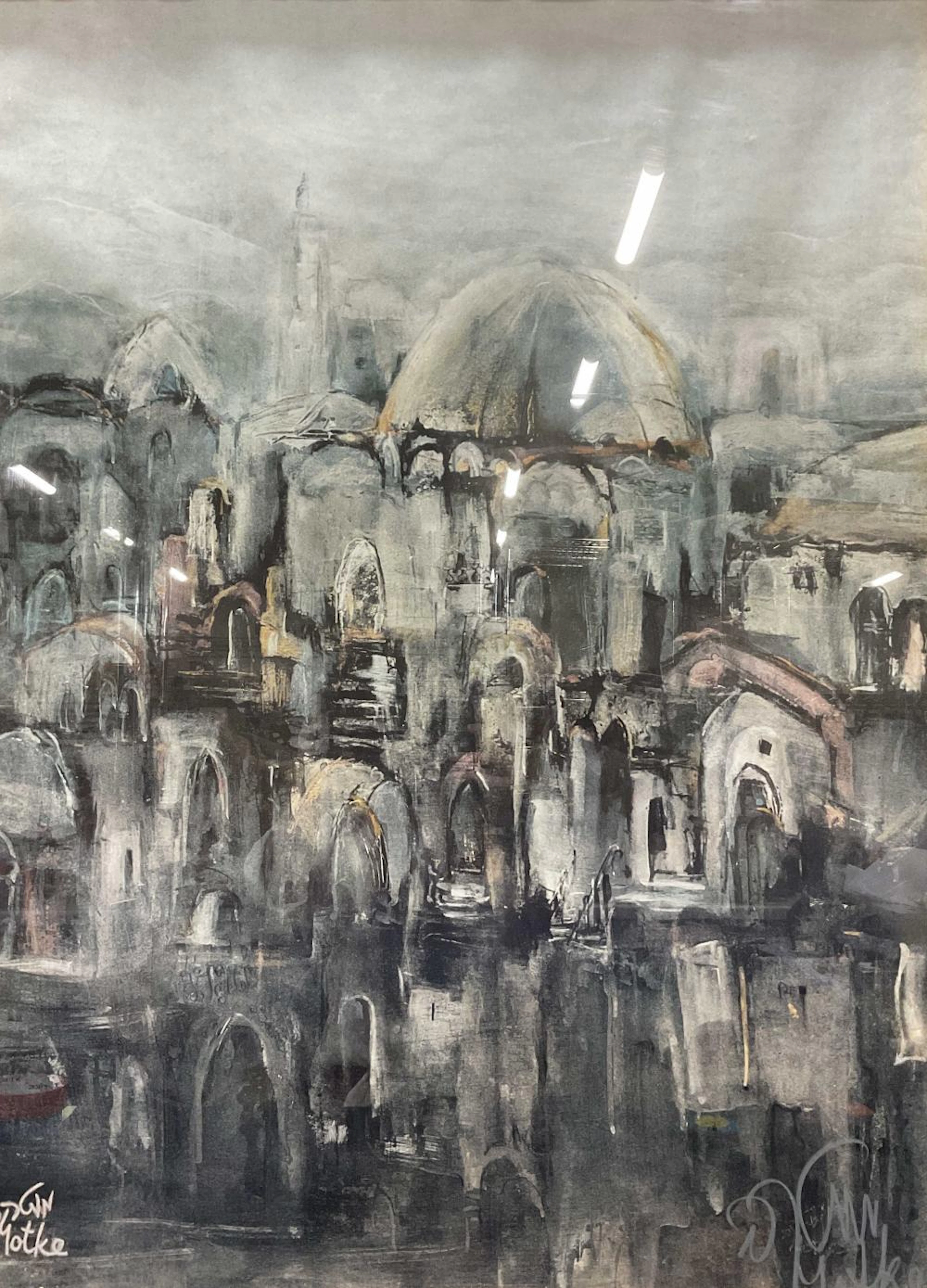 XL SGND Motke, Gilt FRMD View of Jerusalem Litho
