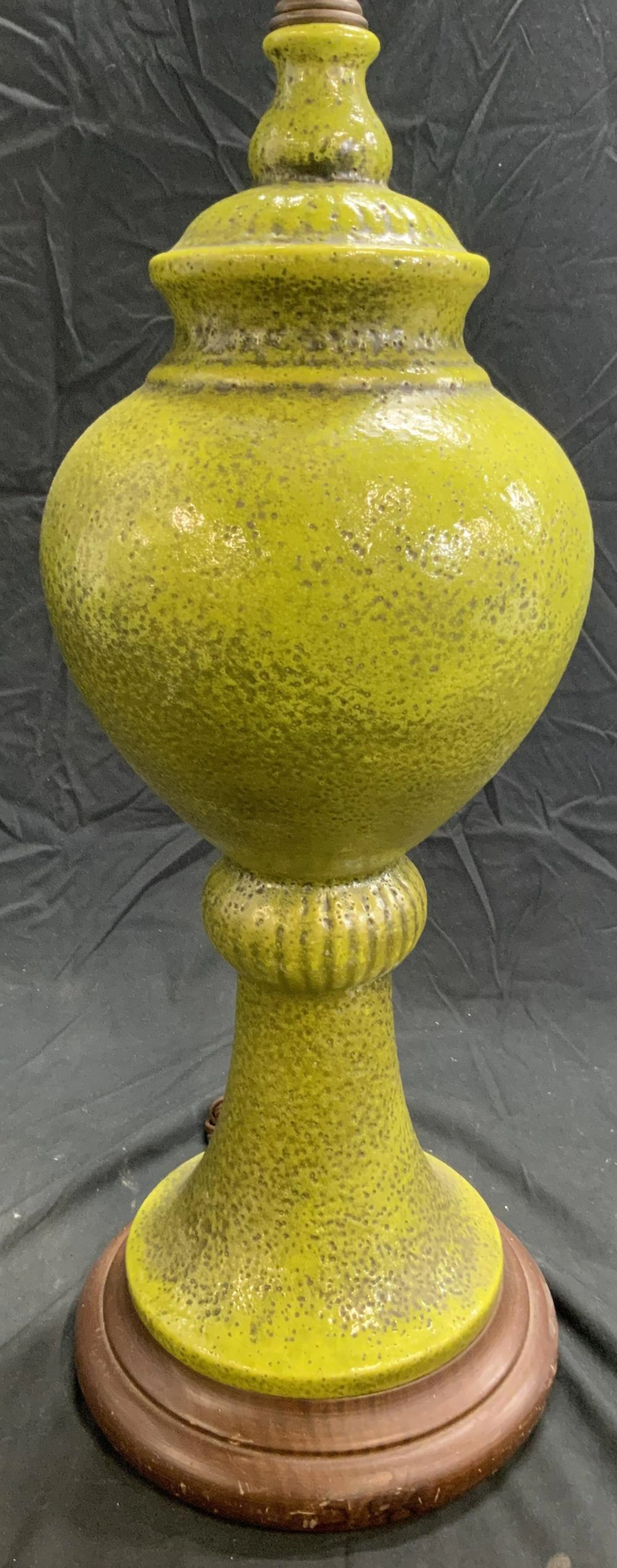 MCM Glazed Ceramic Table Lamp Gree