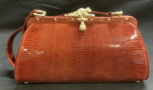 Vtg KIESELSTEIN CORD Red Patent Snakeskin Handbag