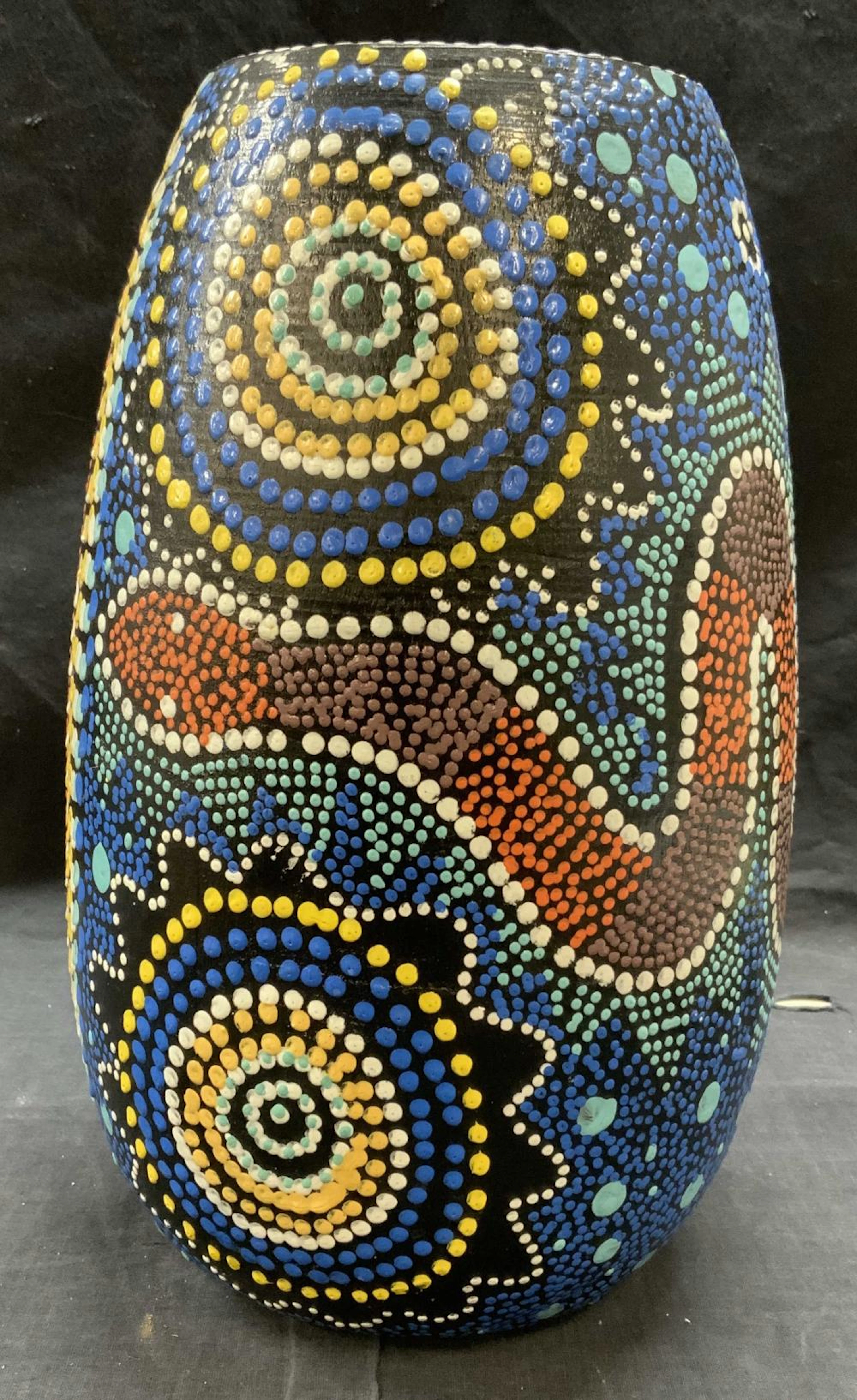 Hand Painted Wood Vase with Snake & Botanicals