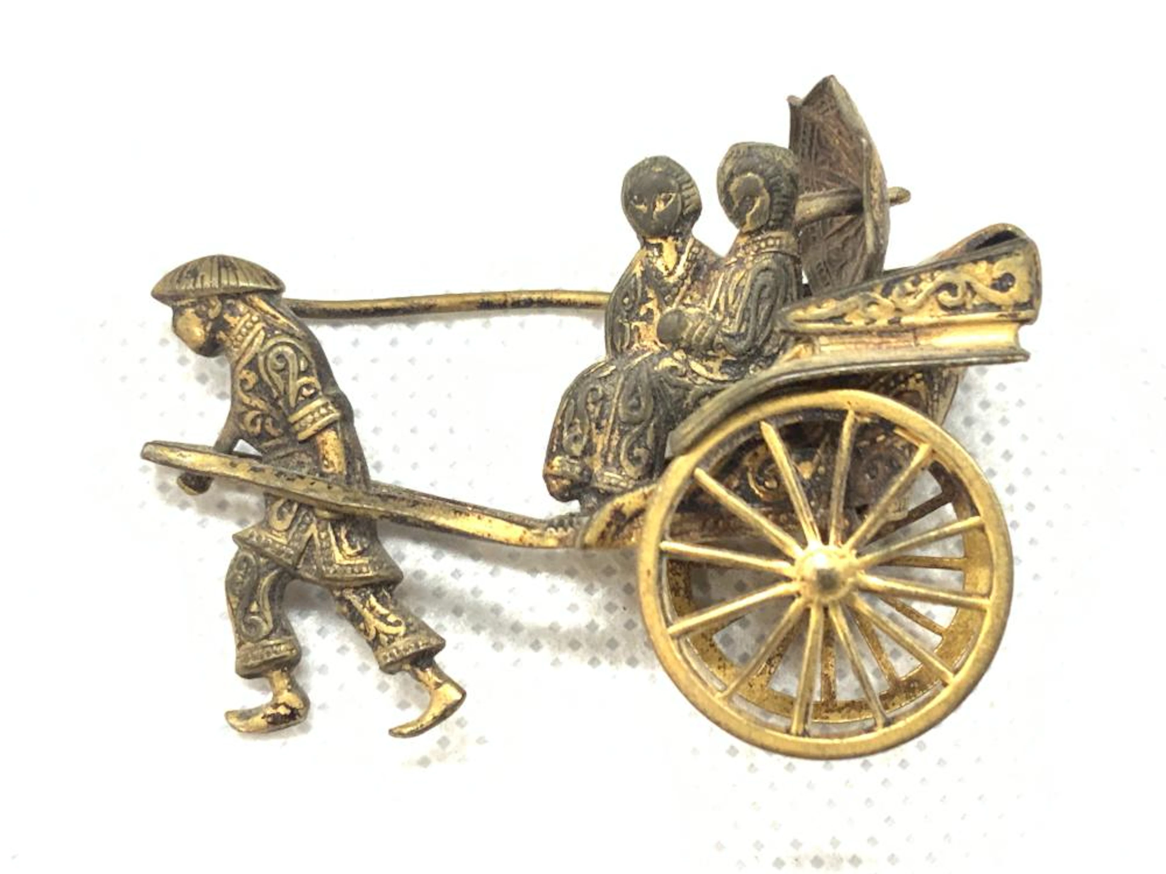 Antique Brass Asian Style Mini Rickshaw Pi