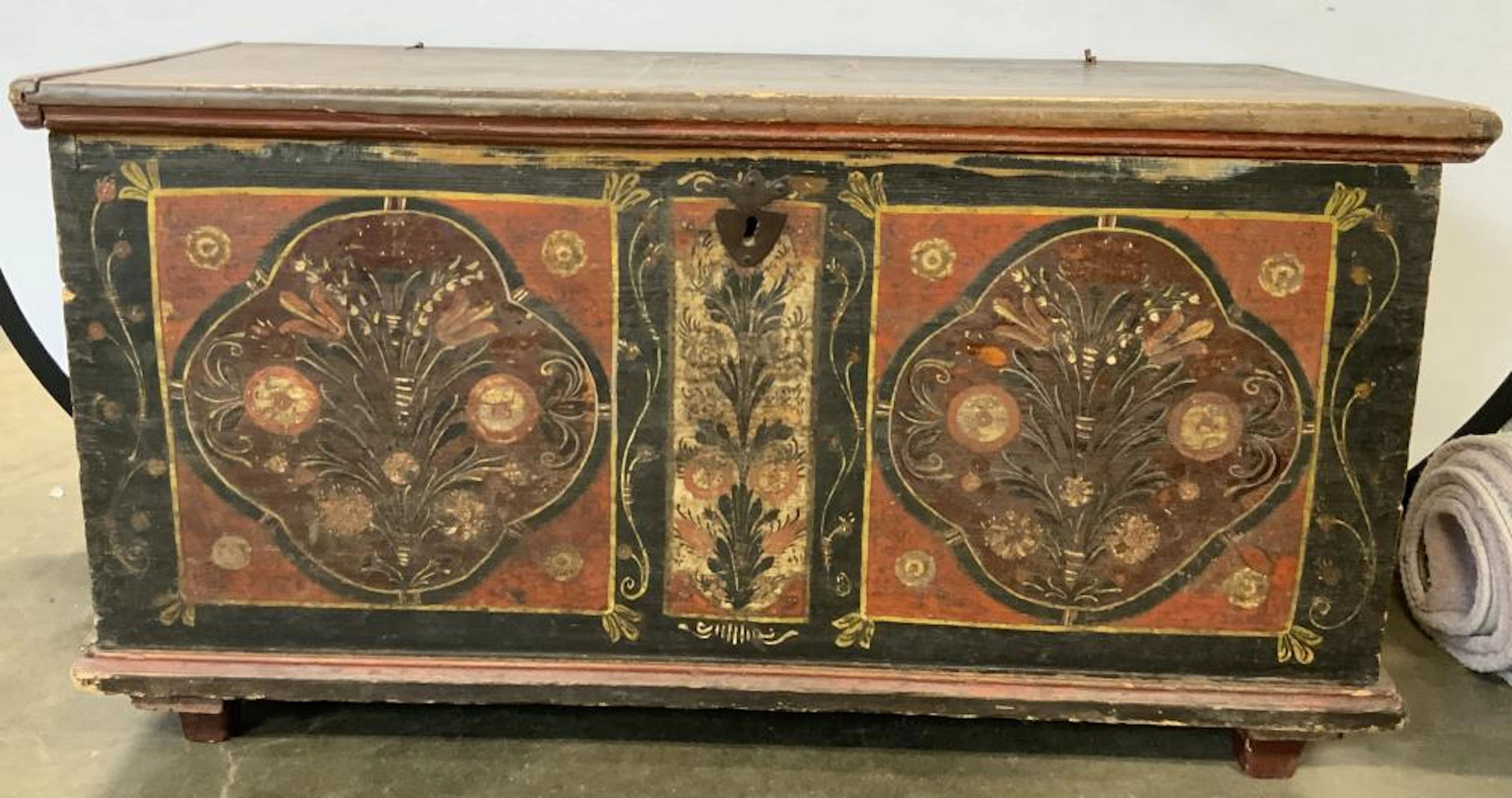 SZABO MARI 1859 Antique Hand Painted Wedding Chest