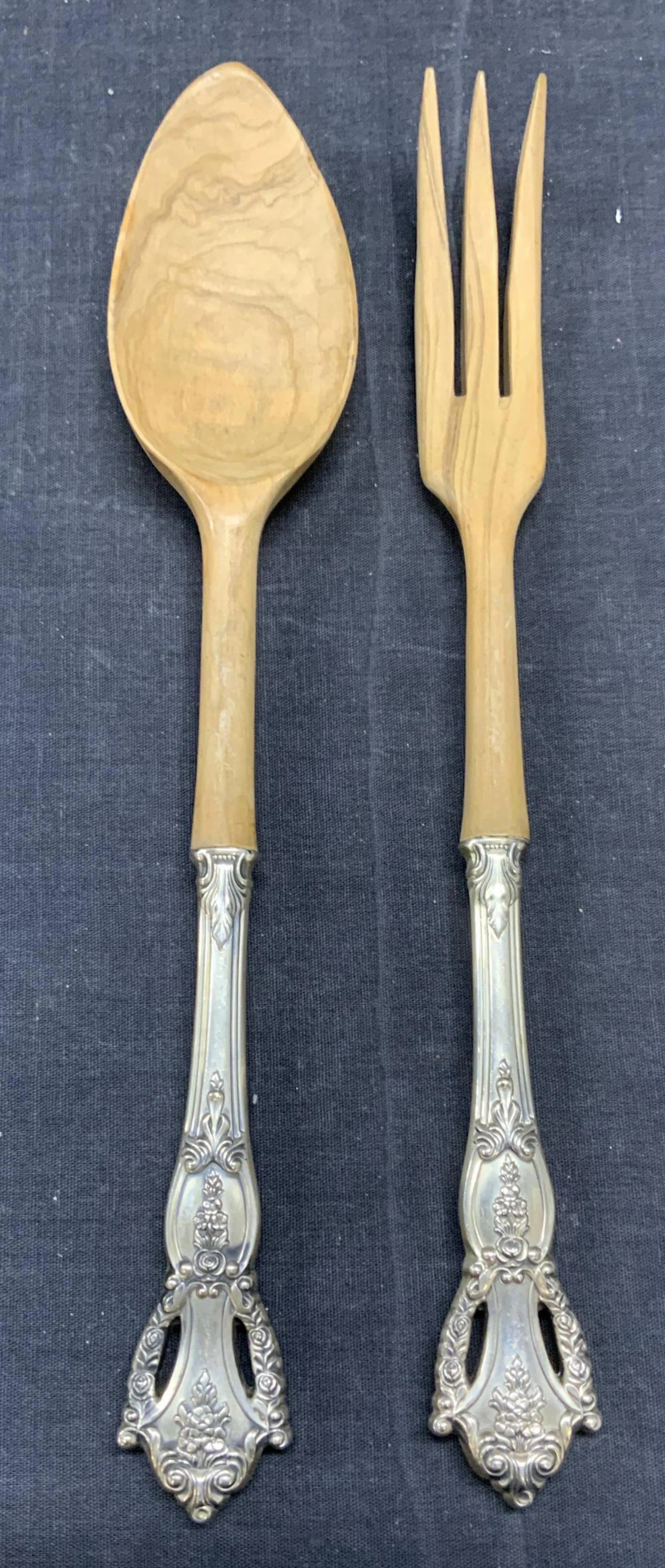 TUTTLE Sterling Silver & Wood Serving Fork & Spoo