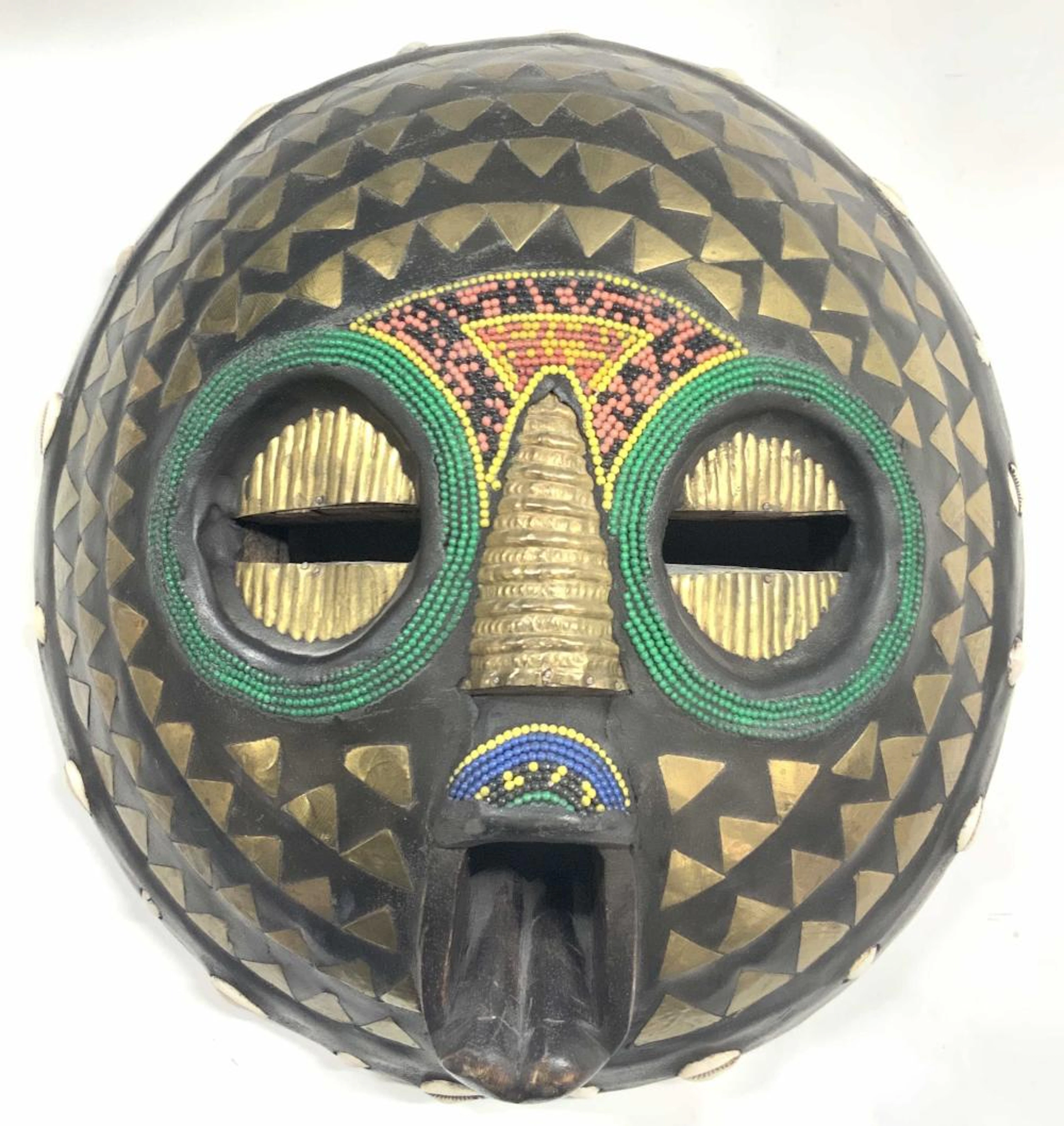 Carved Wooden & Crafted African Ghana Mask 15i