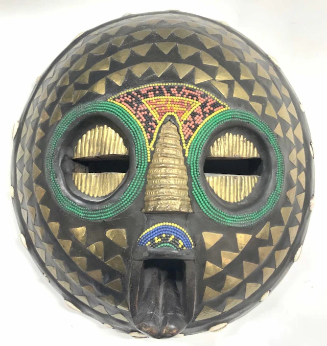 Carved Wooden & Crafted African Ghana Mask 15i