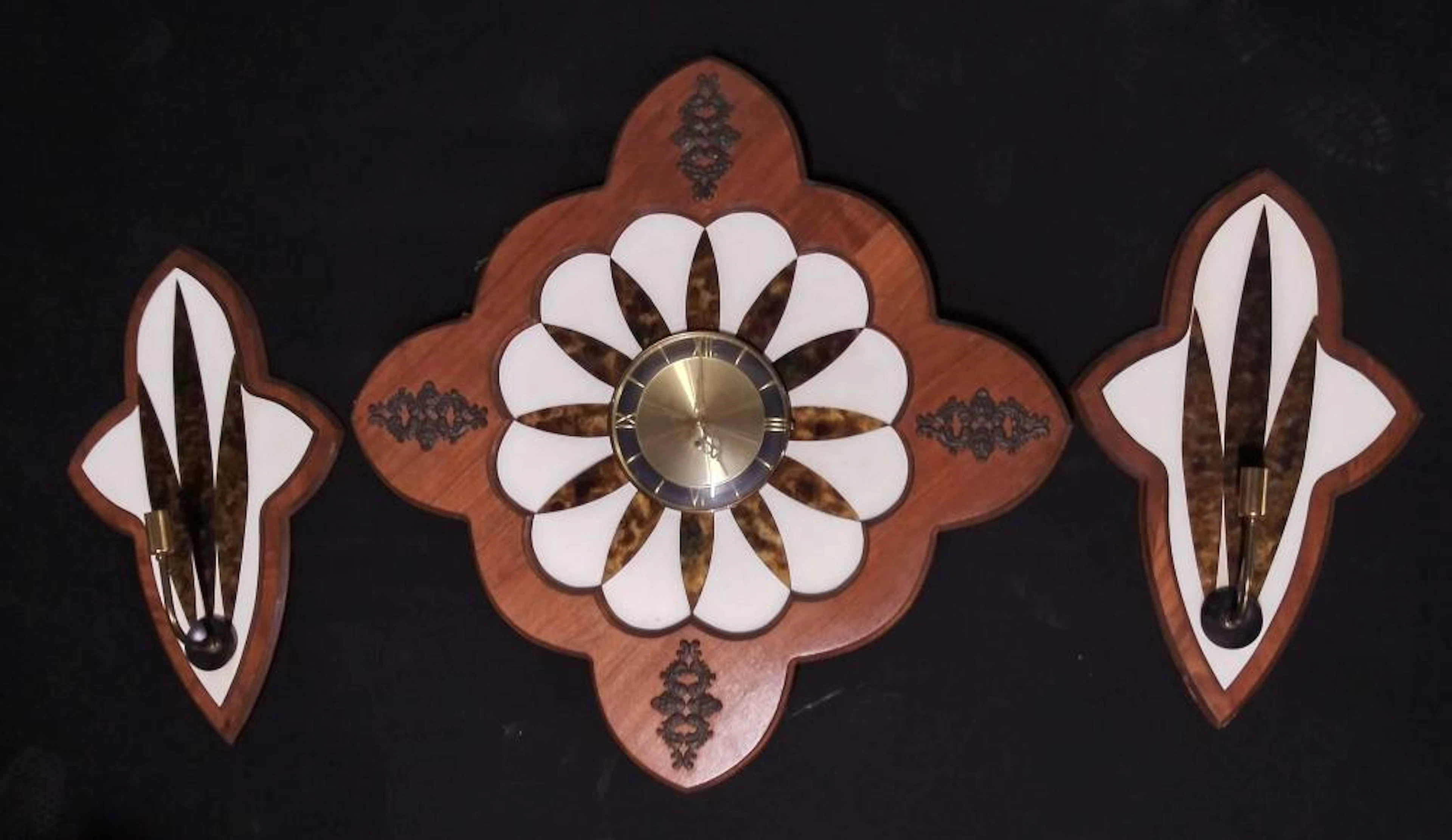 3 Pc Mid Century Modern Clock & Light Sconces