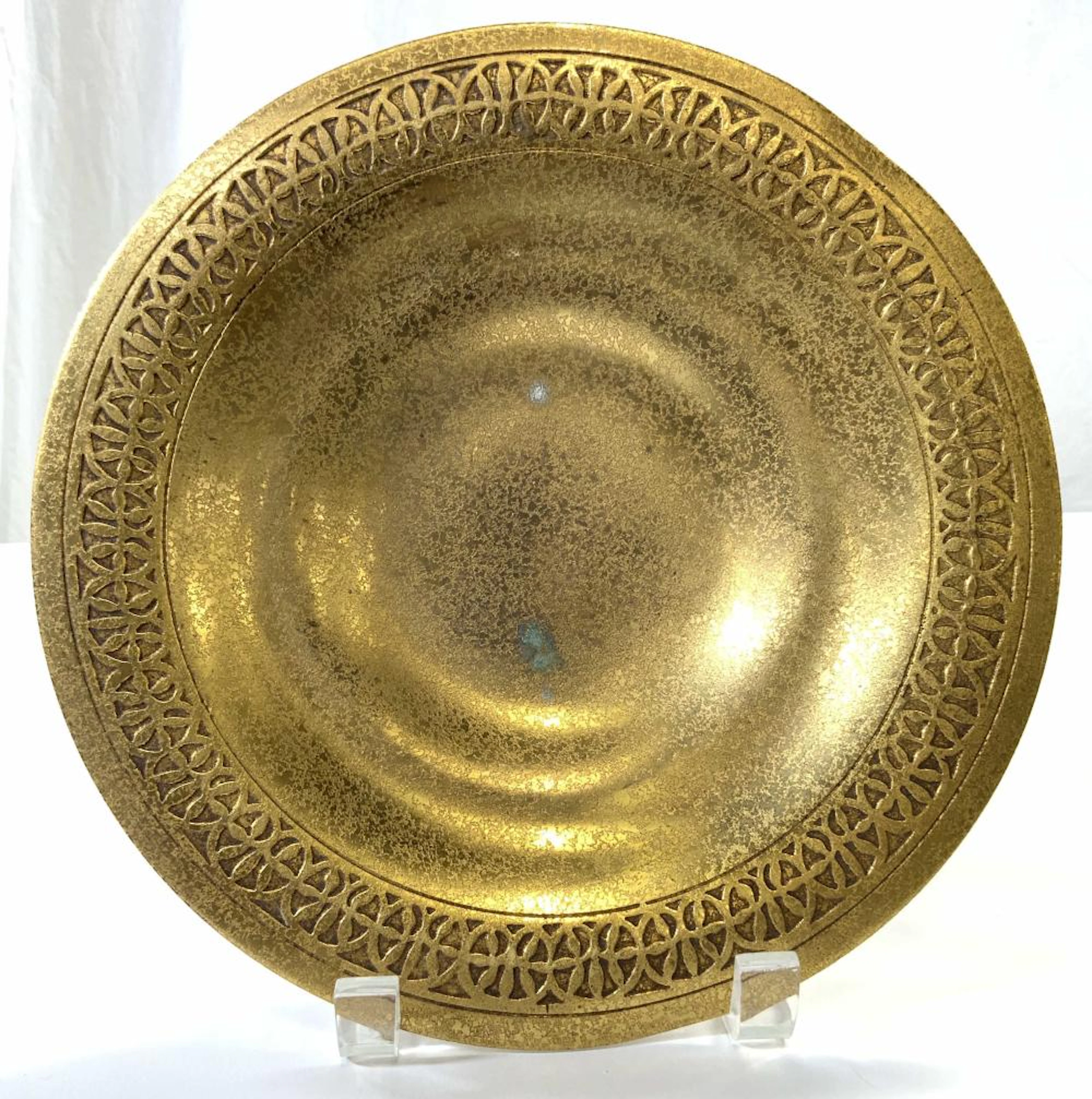 Antique TIFFANY STUDIOS 1707 Dore Gilt Bronze Bowl