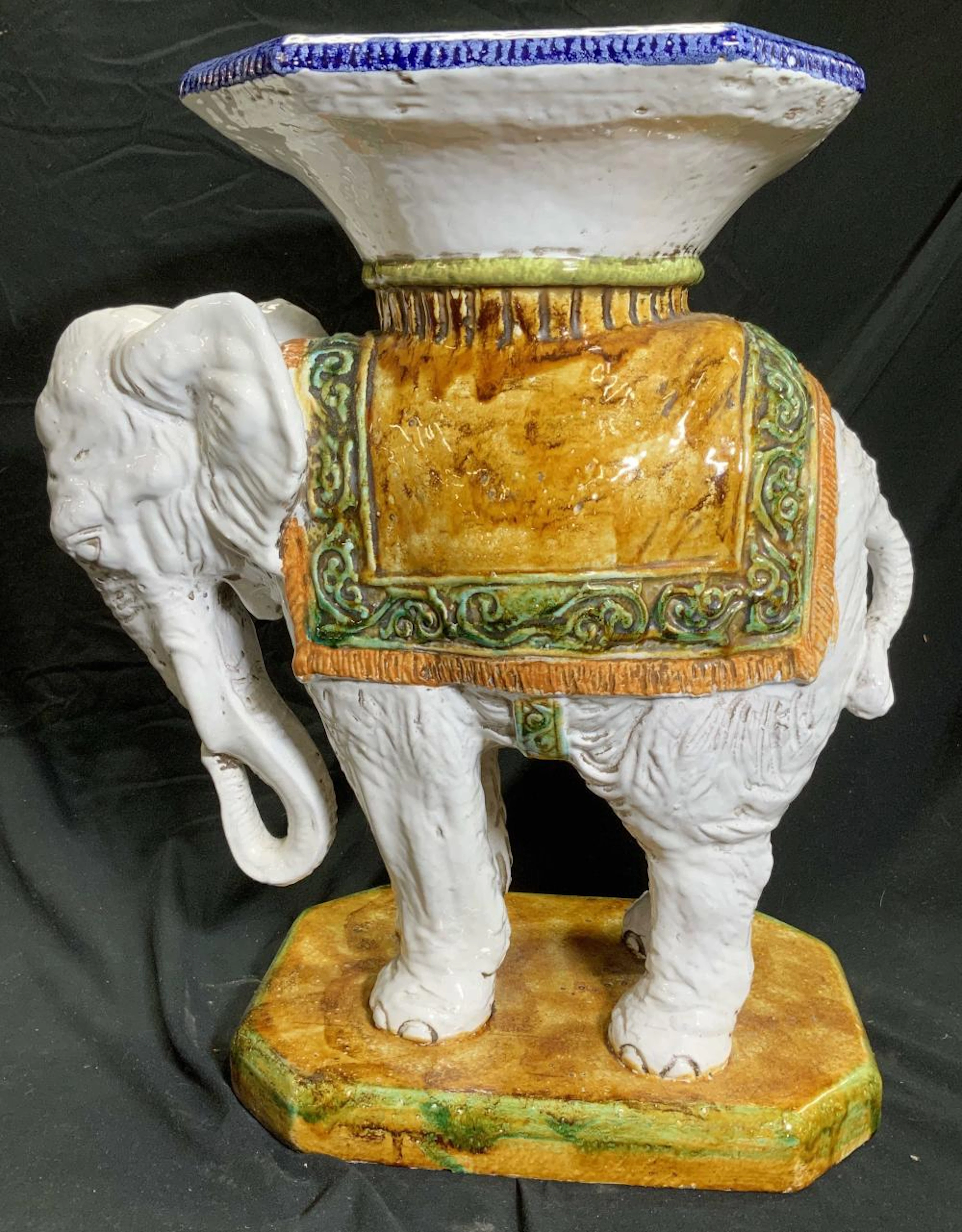 Heavy Terra Cotta Elephant Garden Stool, Italy