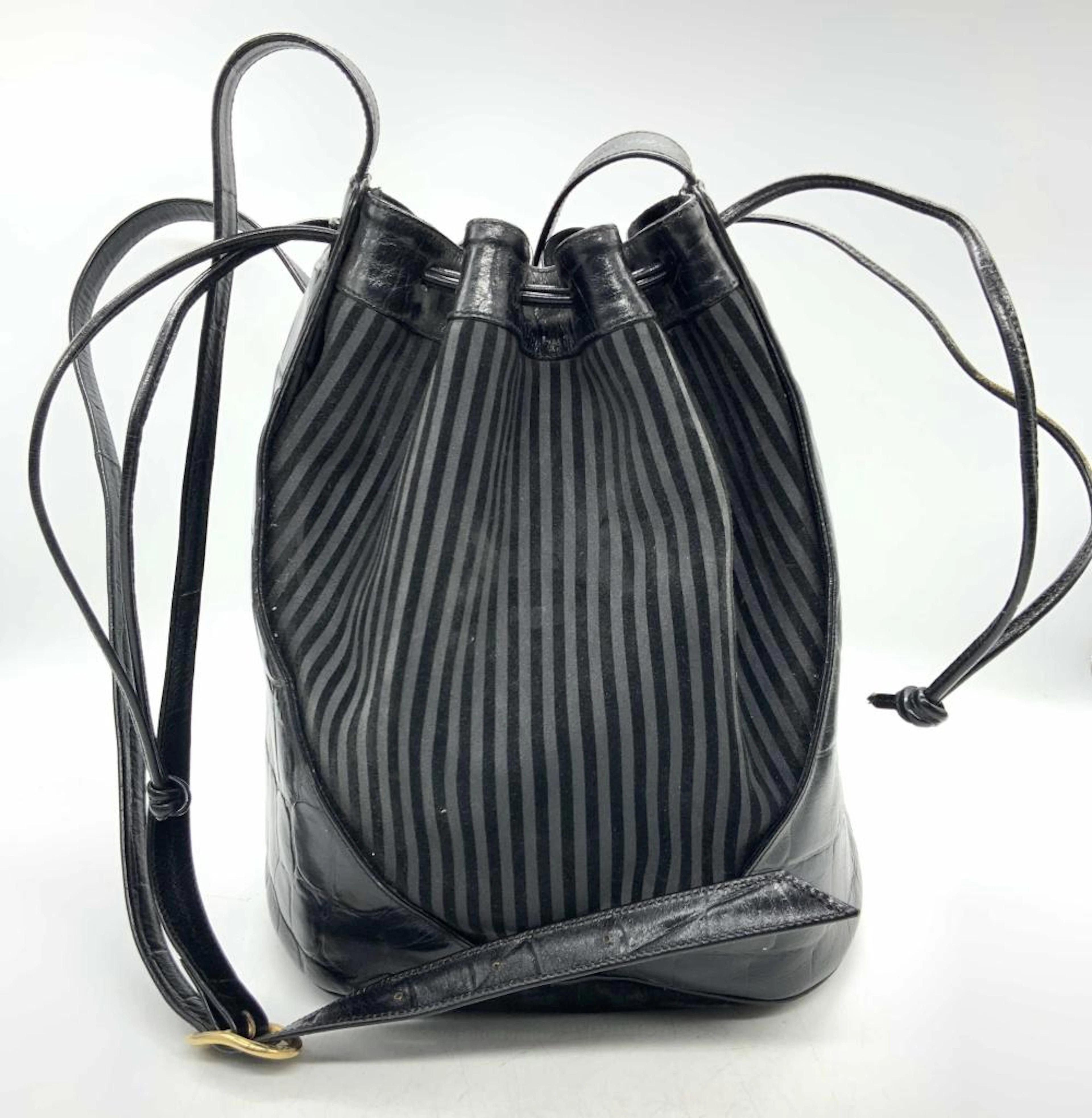 SUSAN GAIL Leather & Suede Bucket Bag