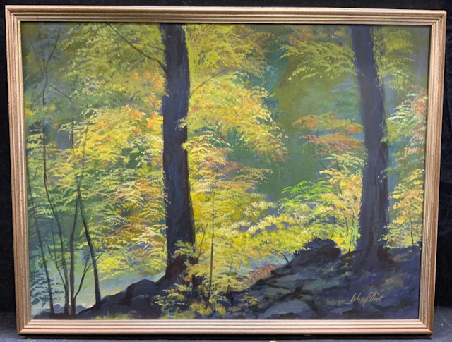 Signed JOHN ELLIOT Oil Pastel Landscape