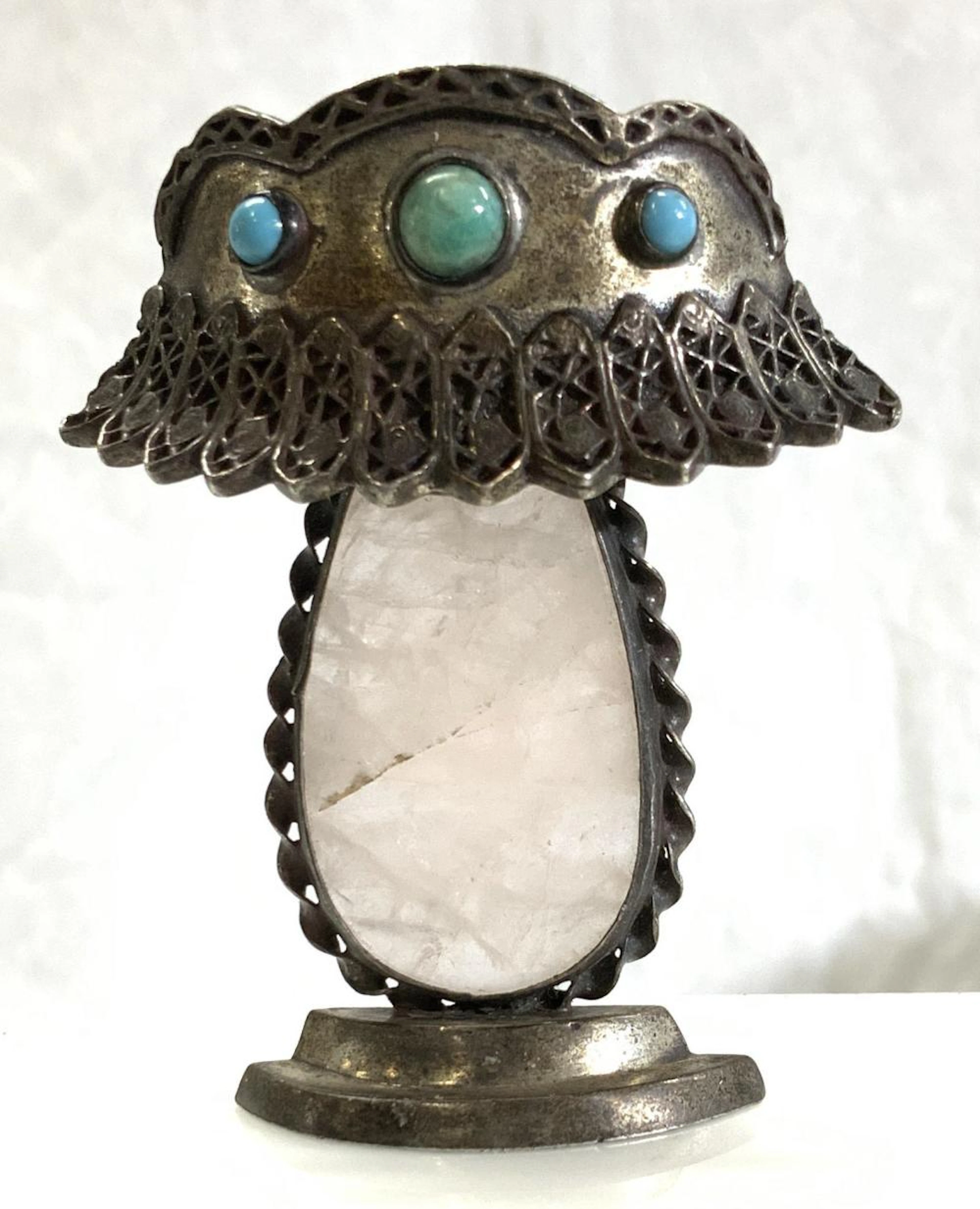 Sterling Silver Rose Quartz Lamp Brooch, Jewelry