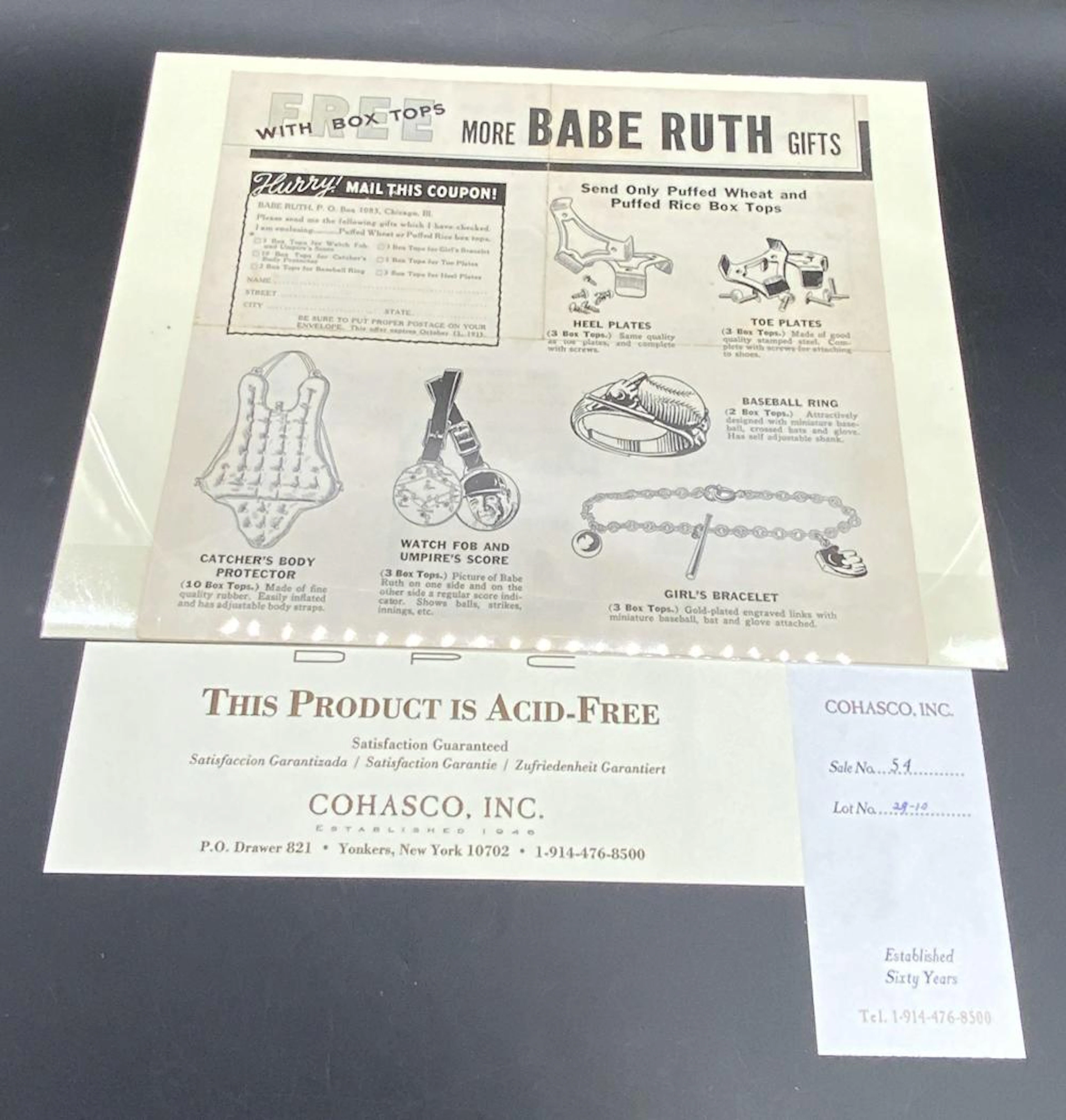 C. 1935 BABE RUTH GIFTS Paper Advertisement