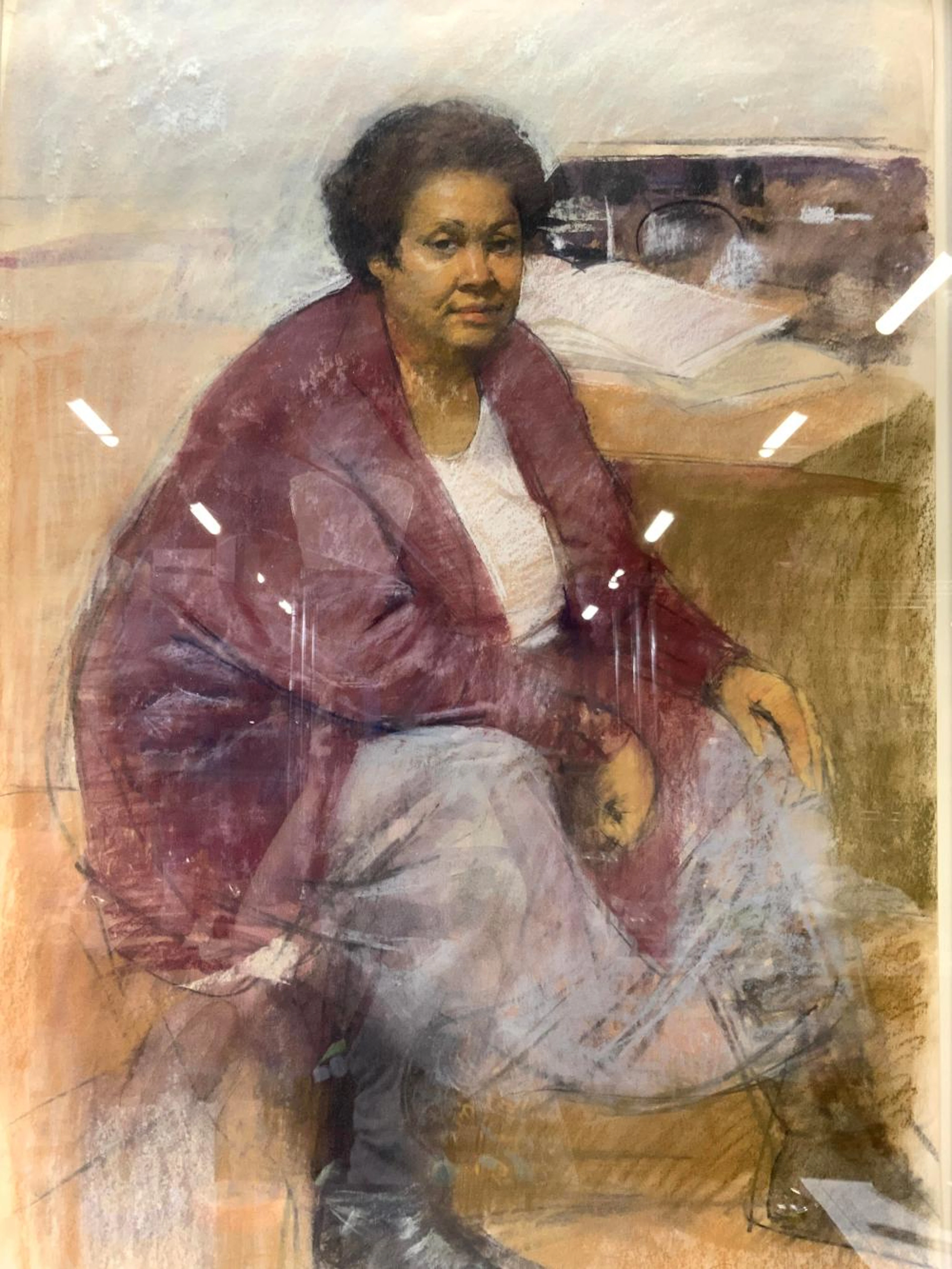 Burt SILVERMAN Signed Seated Woman Pastel On Paper
