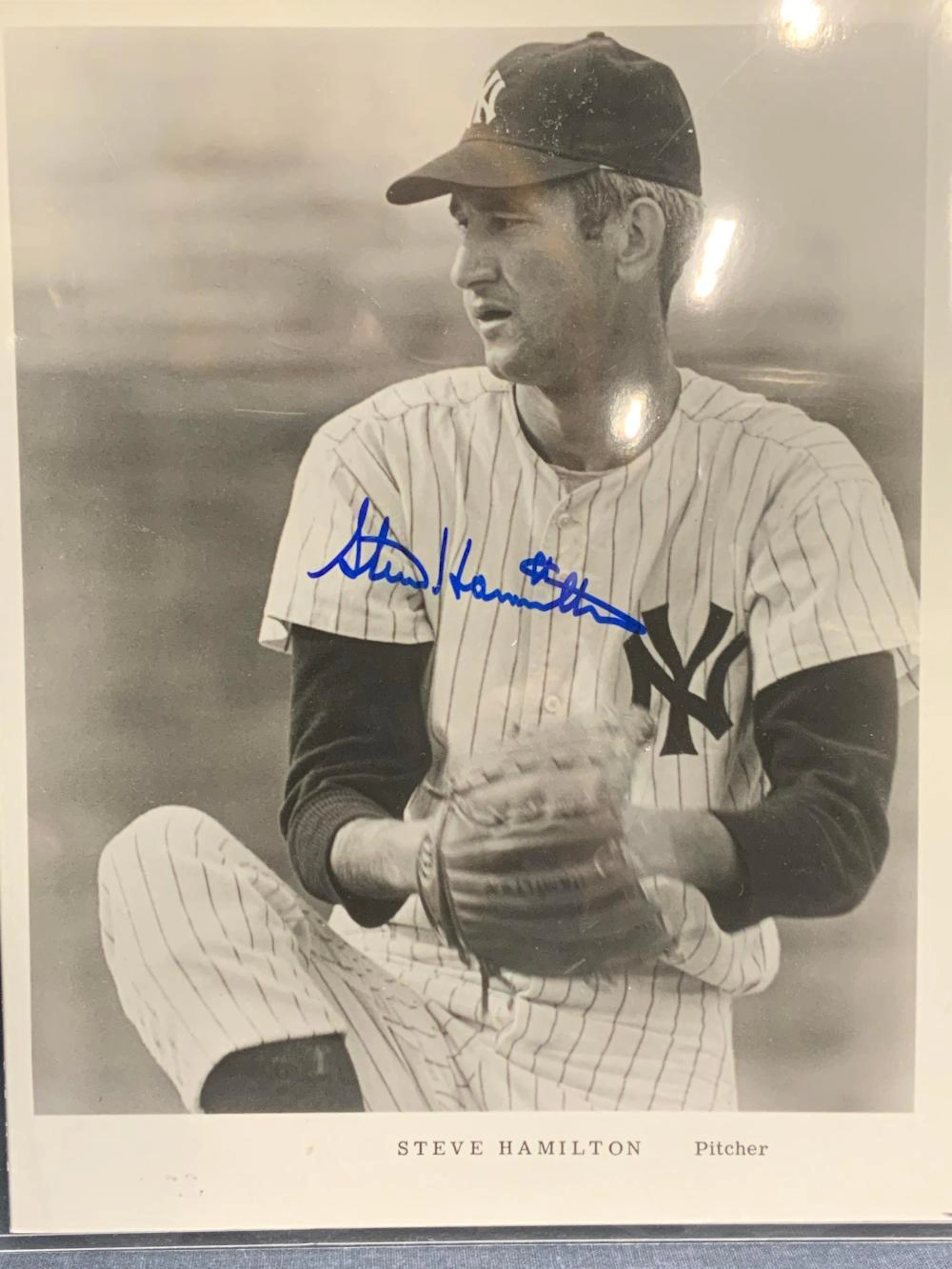 Signed Steve Hamilton NY Yankees Lithograph