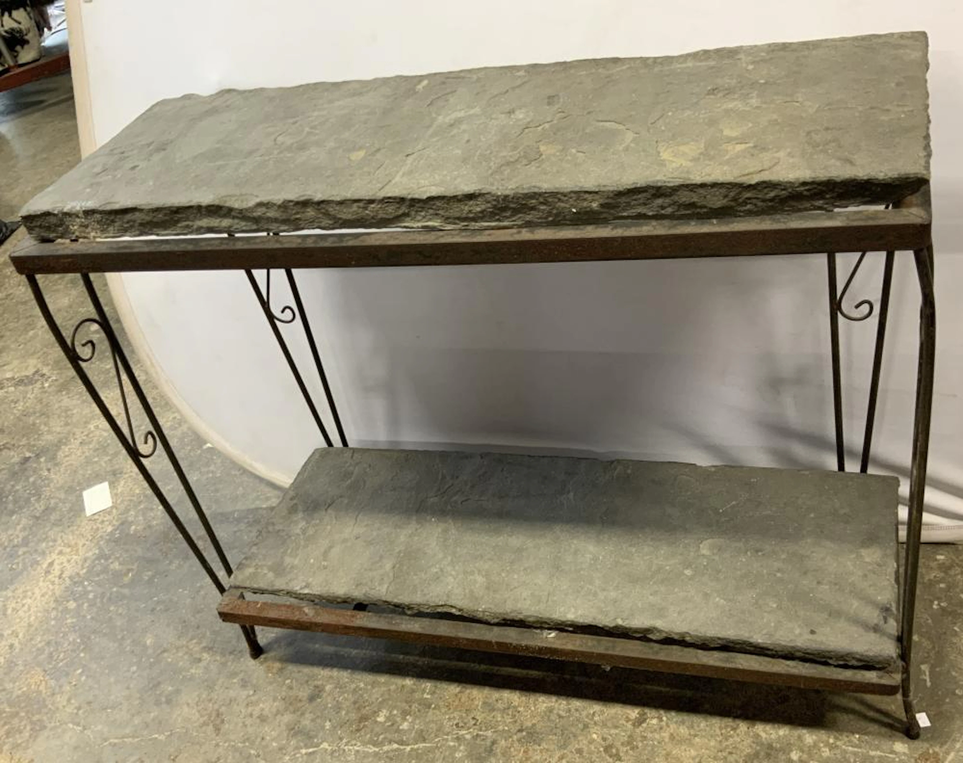 Vintage Stone Topped Iron Console Table