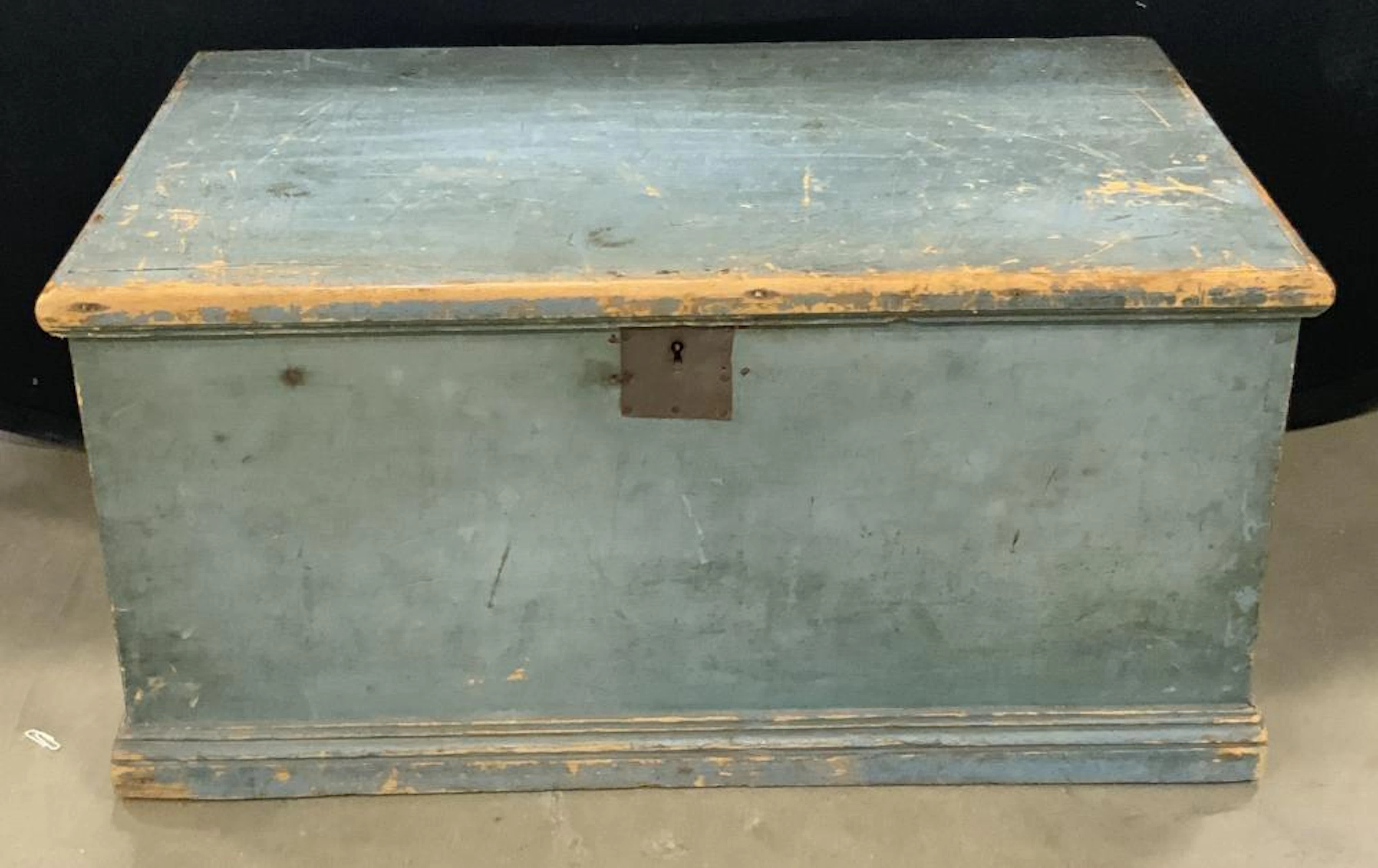 Vintage Yankee Stadium Hand Paint Blue Wooden Chest
