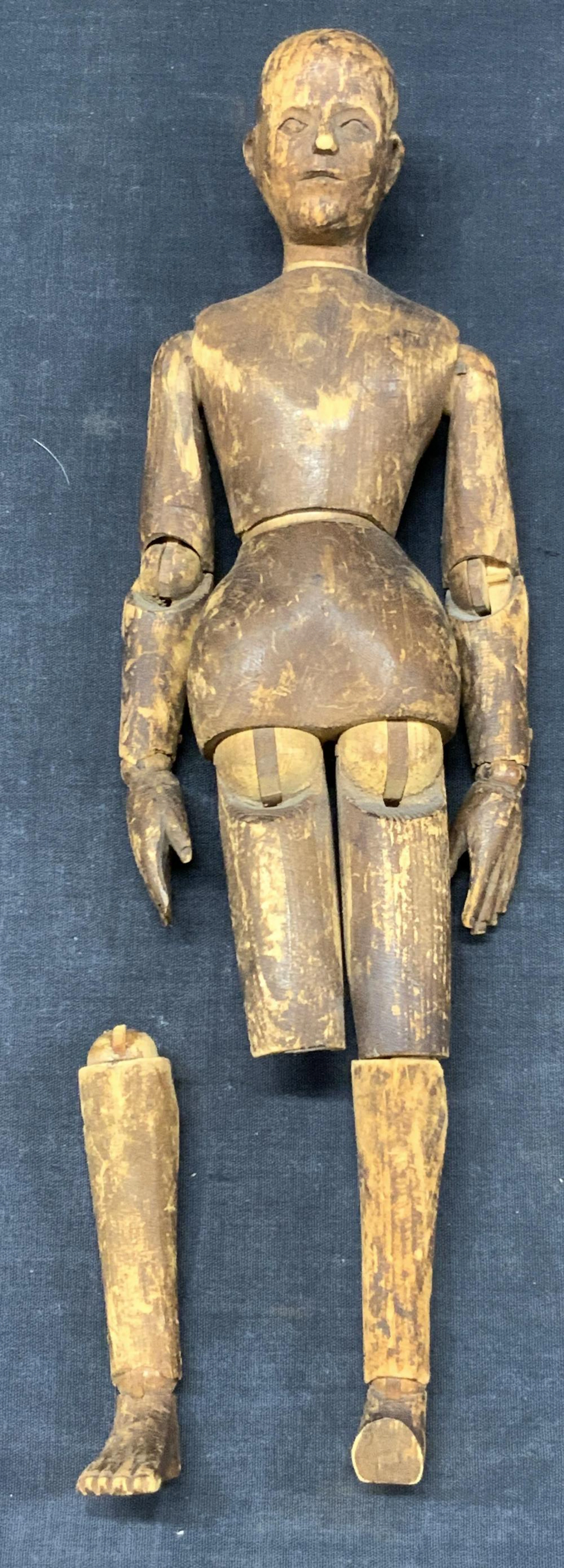 Antique Carved Wooden Artist Mannequin Lay Figure
