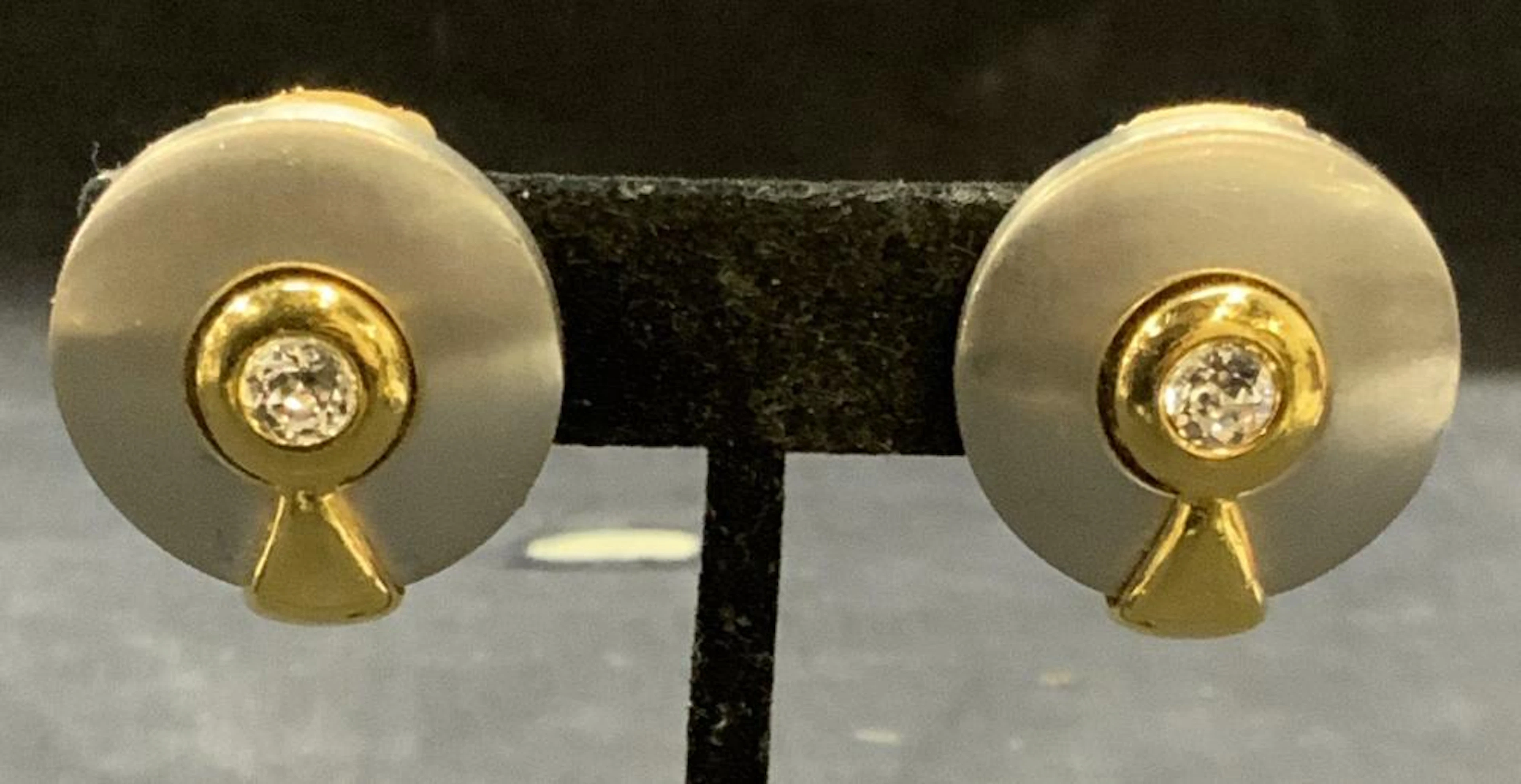 David Grau Silver Tone Crystal Disc Earrings