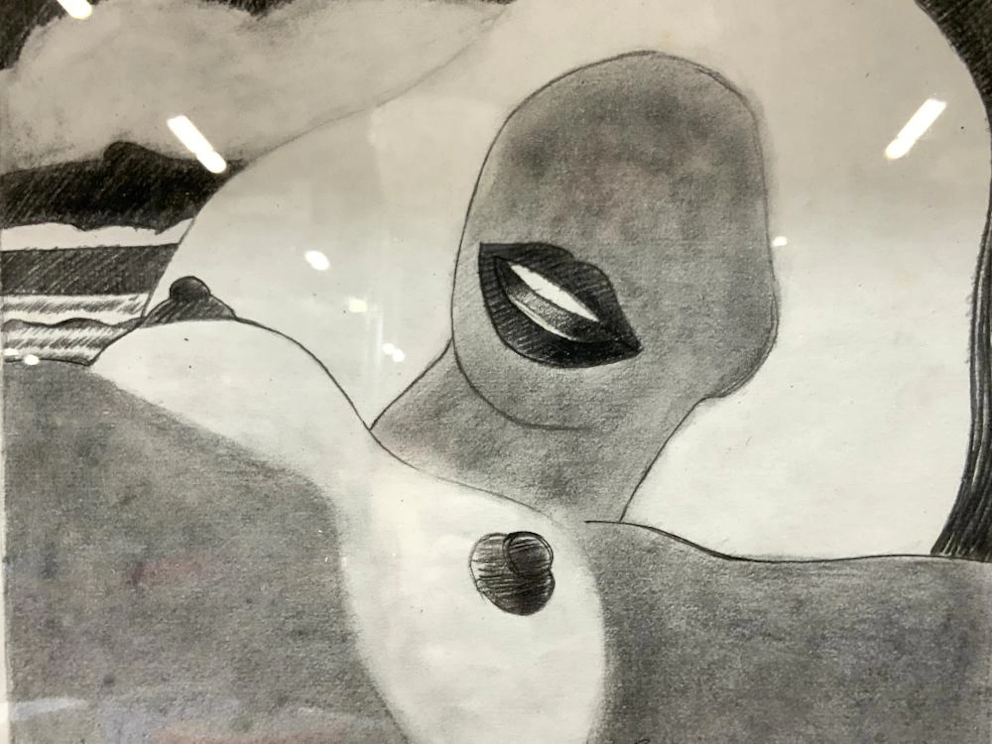 ATTR WESSELMAN Signed Reclining Woman Drawing