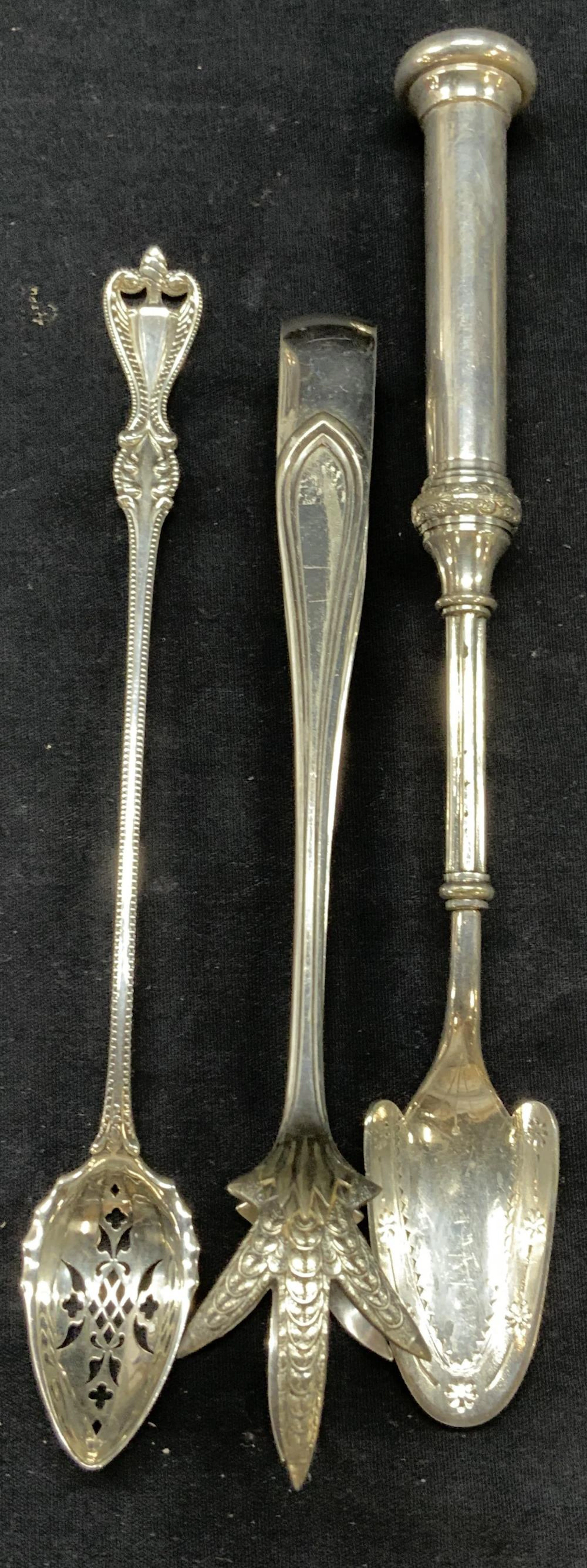 Lot 3 Antique Sterling Silver & Plated Server ware