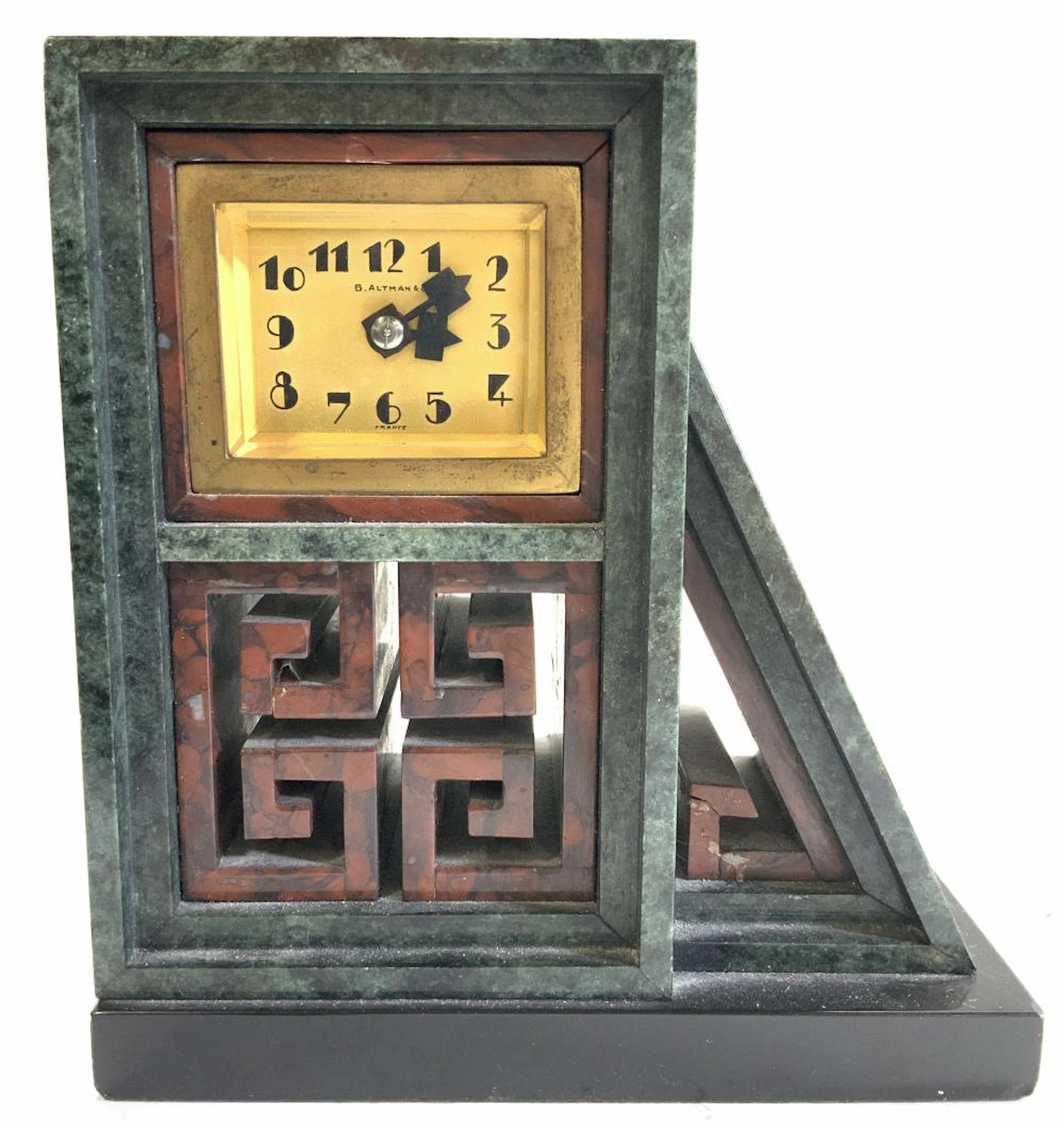 B. Altman Asian Art Deco Marble Clock, France