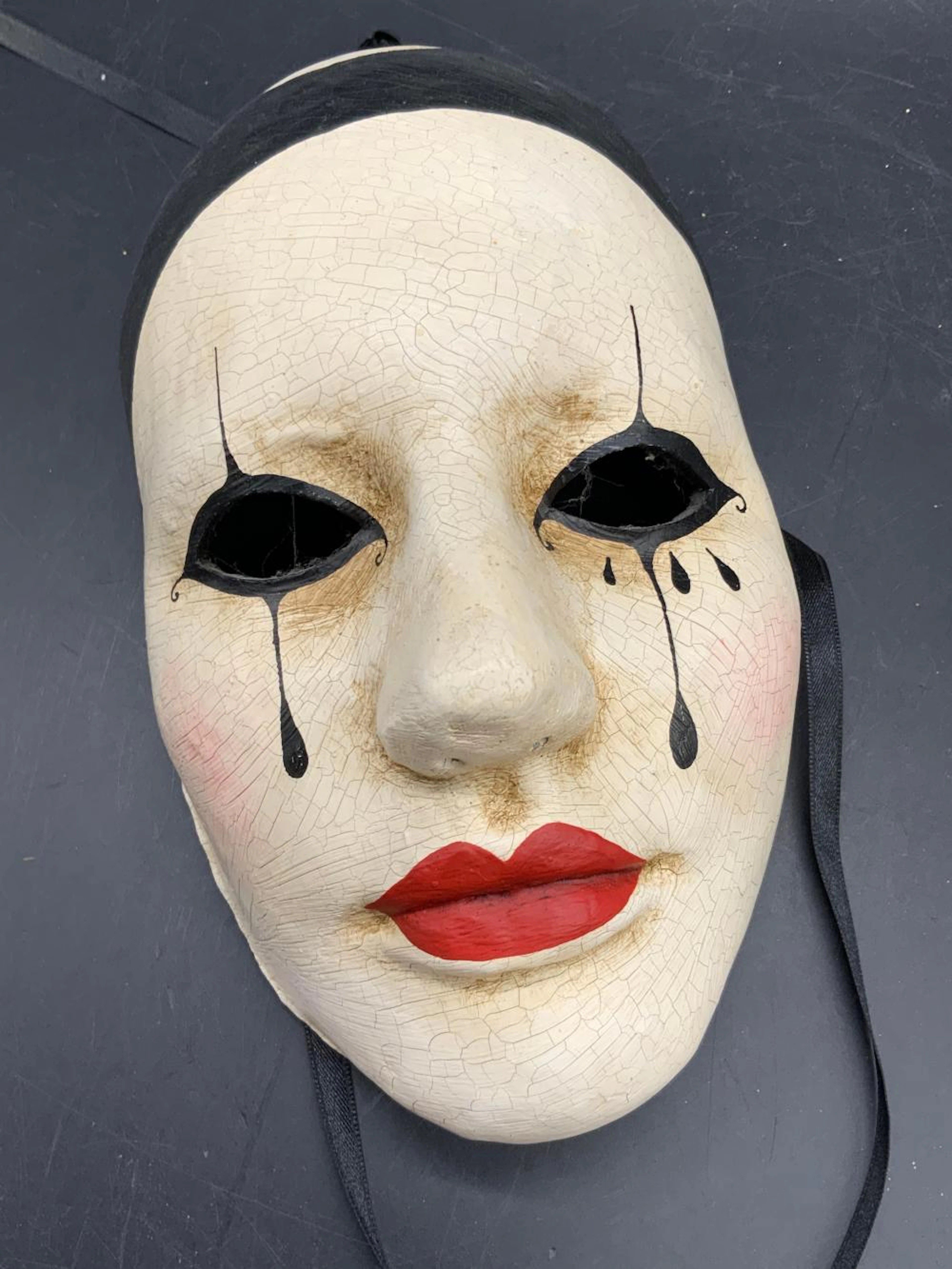 AGOSTINO DESSI 2004 Signed Venetian Pierrot Mask
