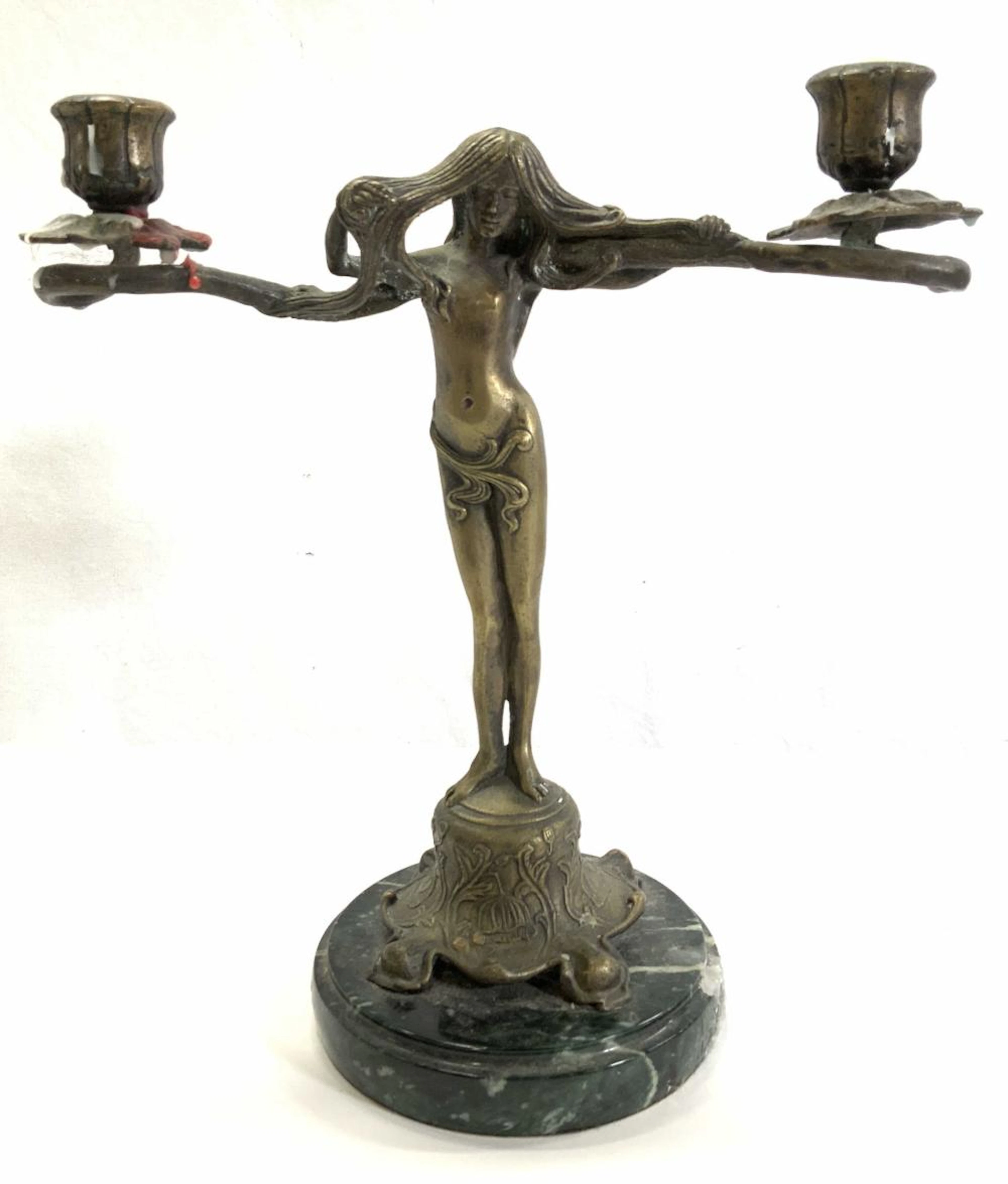 Art Nouveau Gilt Bronze Fairy Candlestick